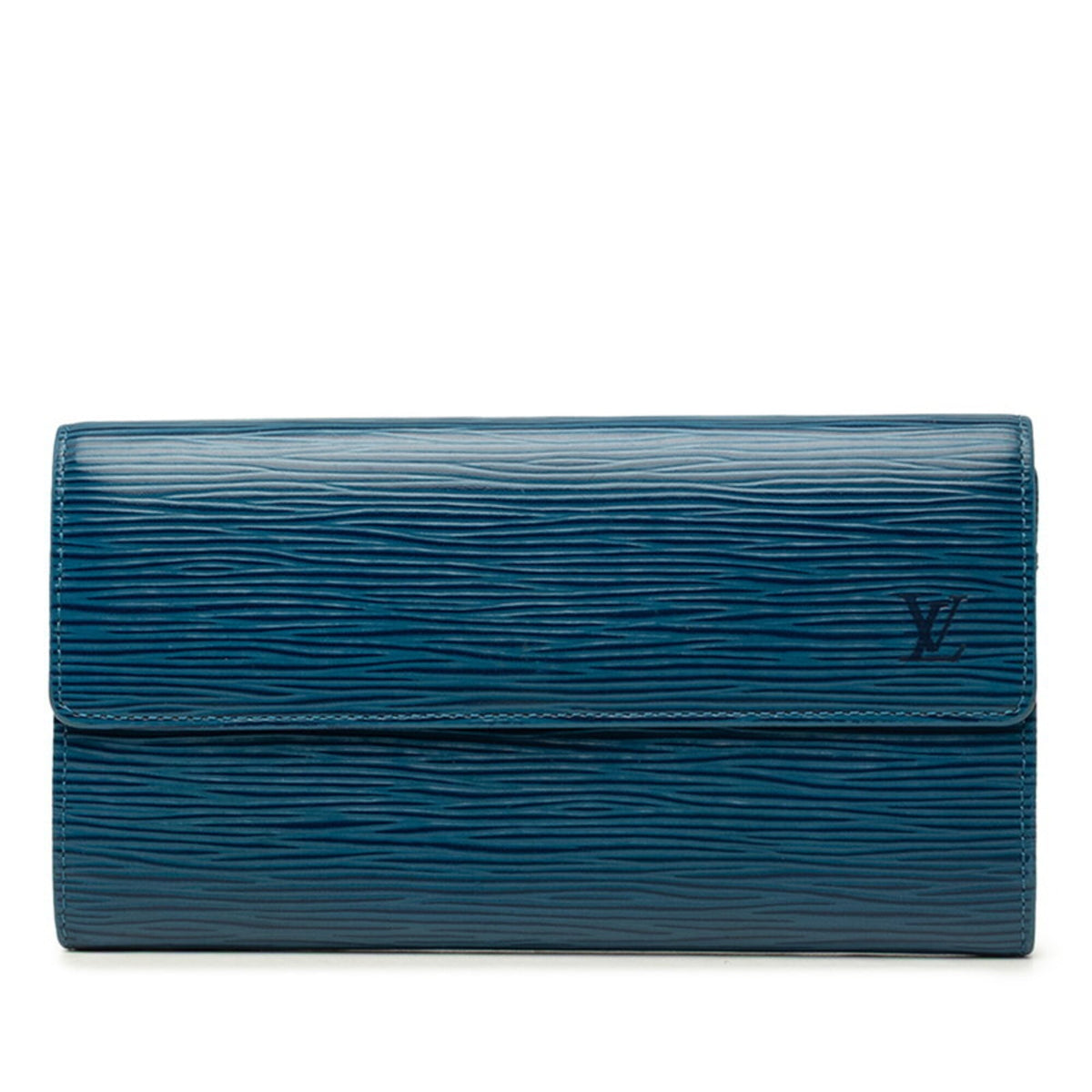 Louis Vuitton Toledo Blue Leather Long Wallet (Bi-Fold) (Pre-Owned)