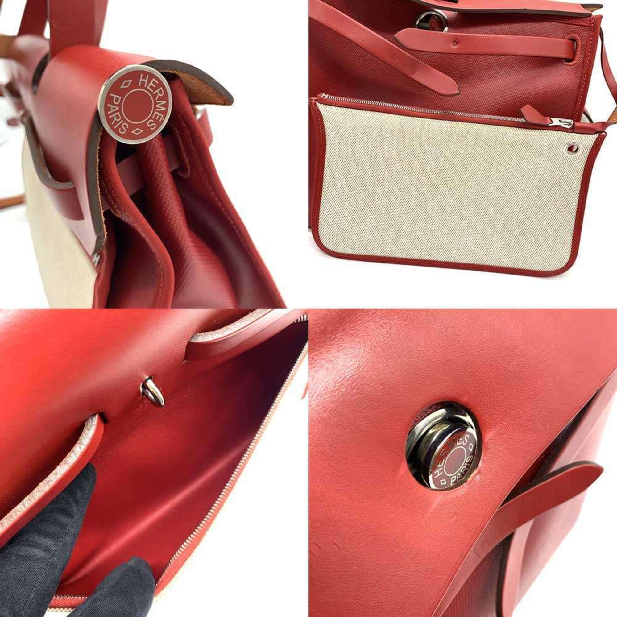 Hermes Her Bag Coated Canvas Leather Shoulder Bag (Pre-Owned)