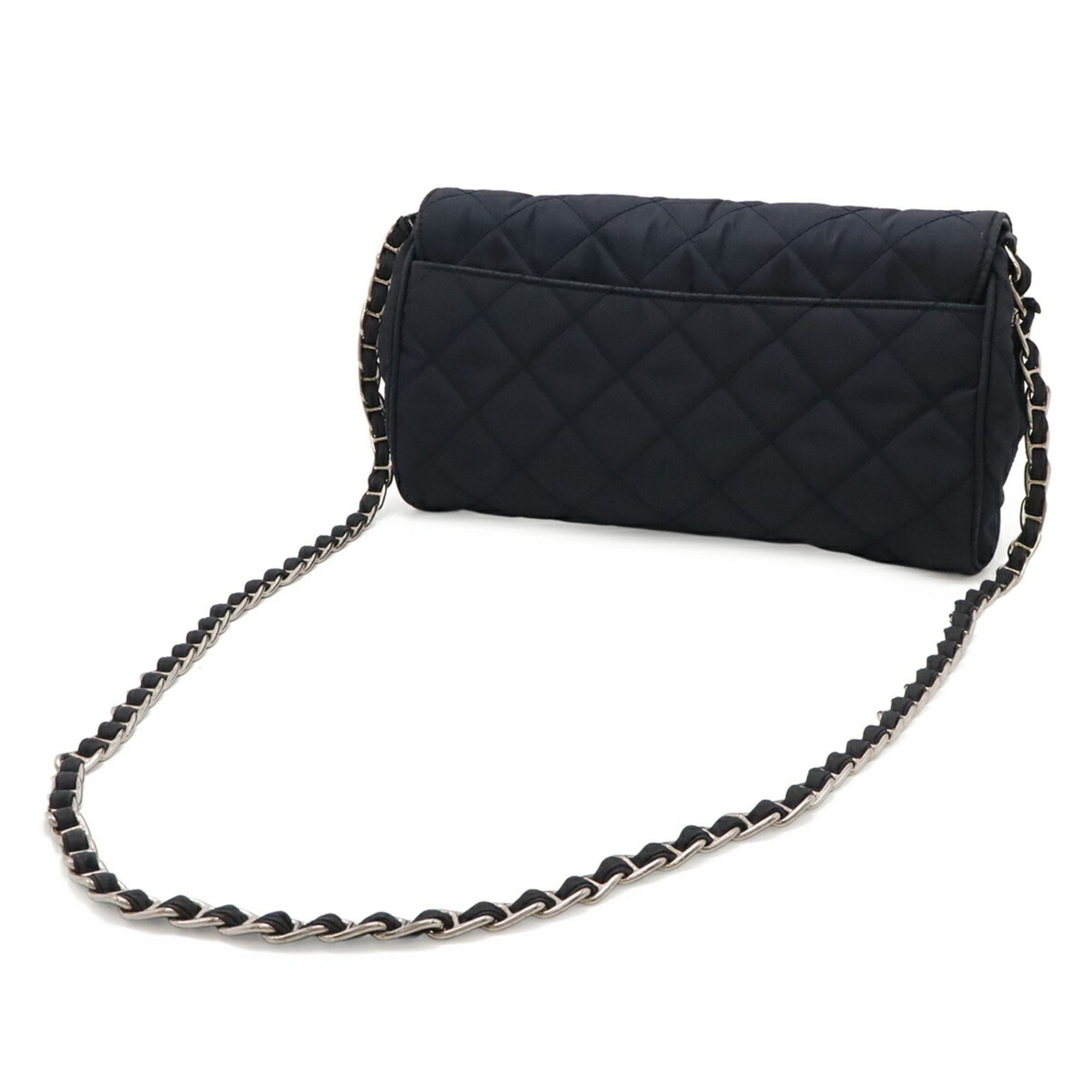 Prada Navy Nylon Leather Shoulder Bag (Pre-Owned)