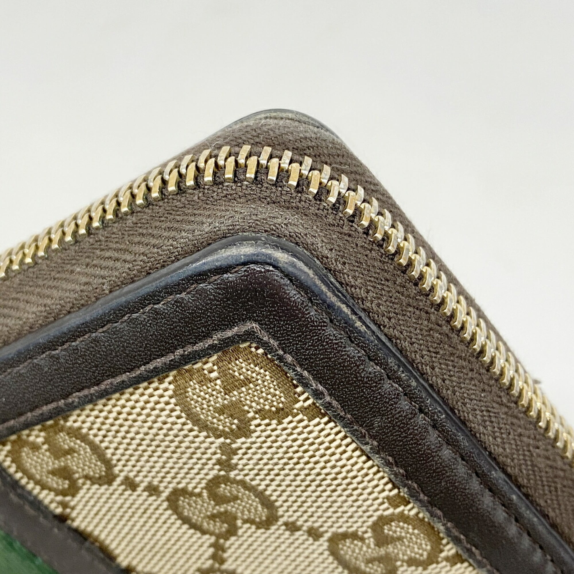 Gucci Brown Canvas Leather Long Wallet (Bi-Fold) (Pre-Owned)