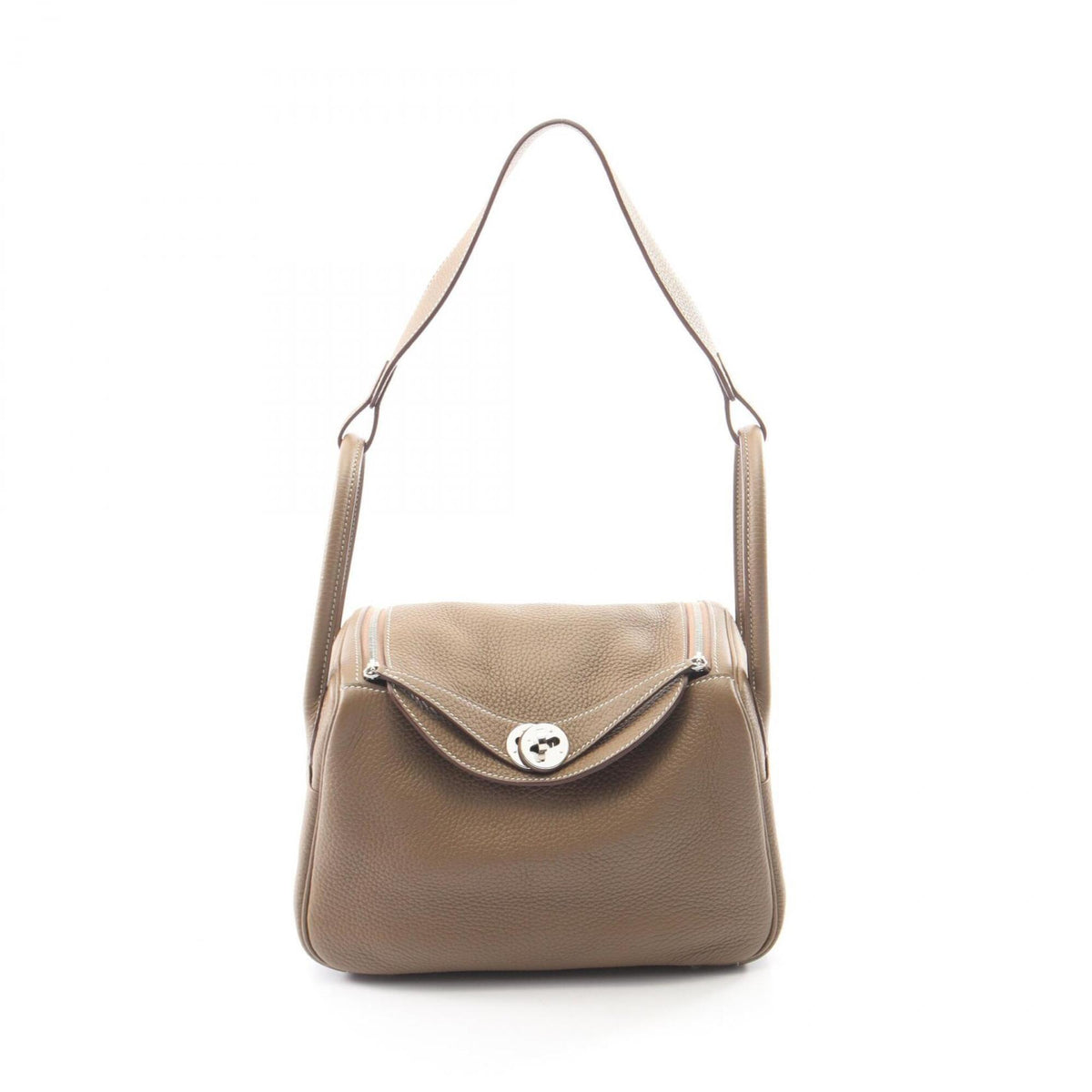 Hermes Etoupe Gray Gray Taurillon Clemence Leather Handbag Shoulder Bag (Pre-Owned)