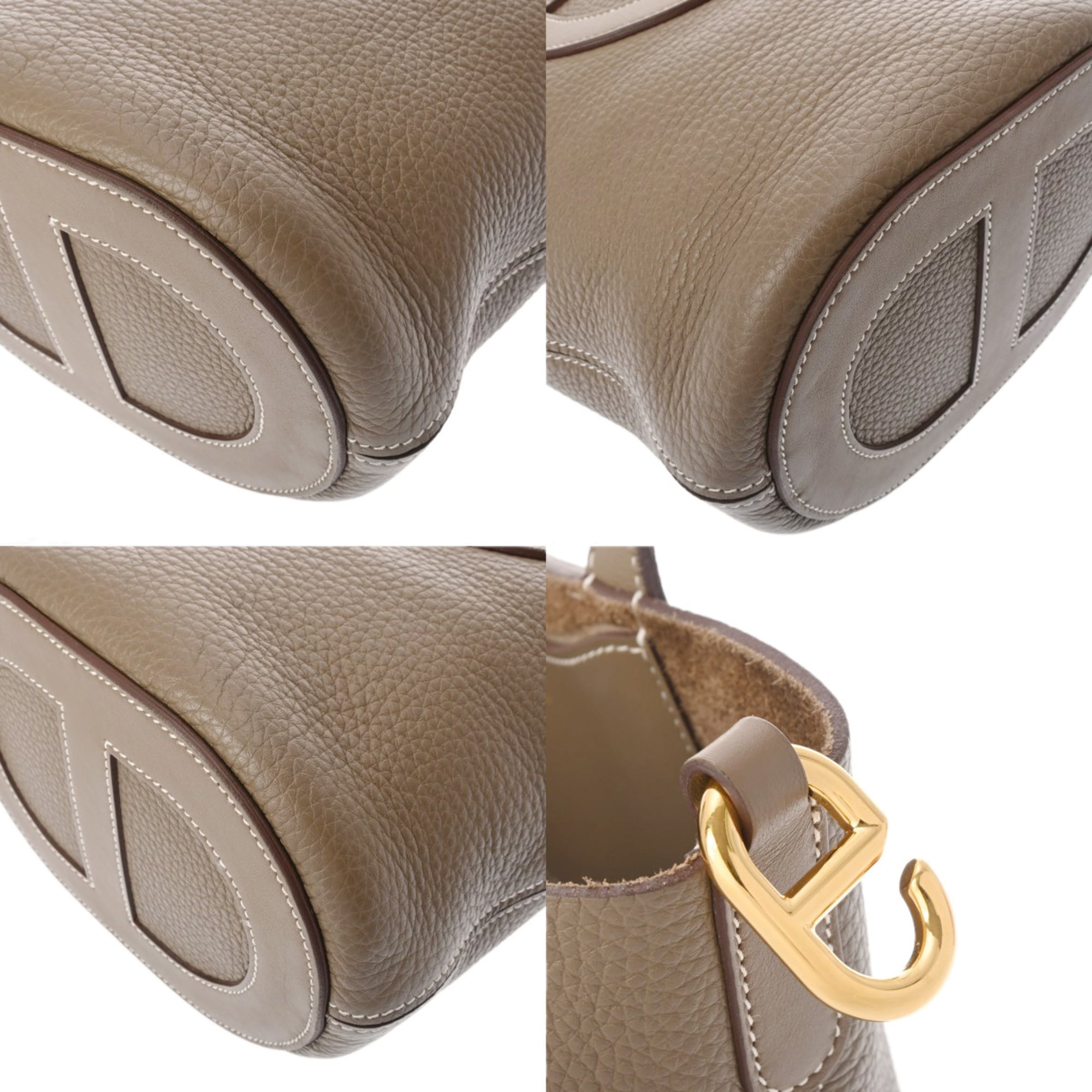 Hermes Etoupe Gray Taurillon Clemence Leather Swift Leather Handbag (Pre-Owned)