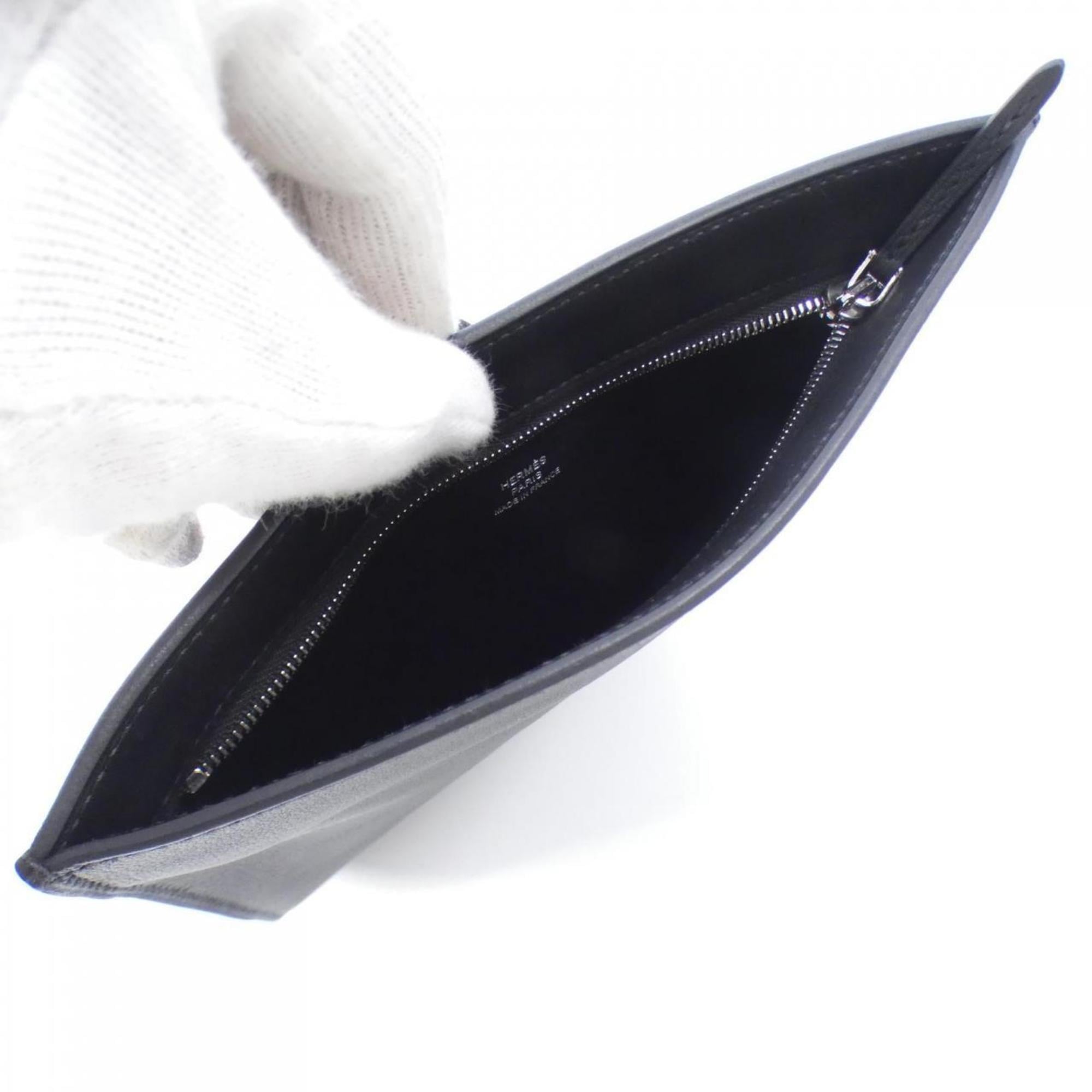 Hermes Black Swift Leather Chain/Shoulder Wallet (Pre-Owned)