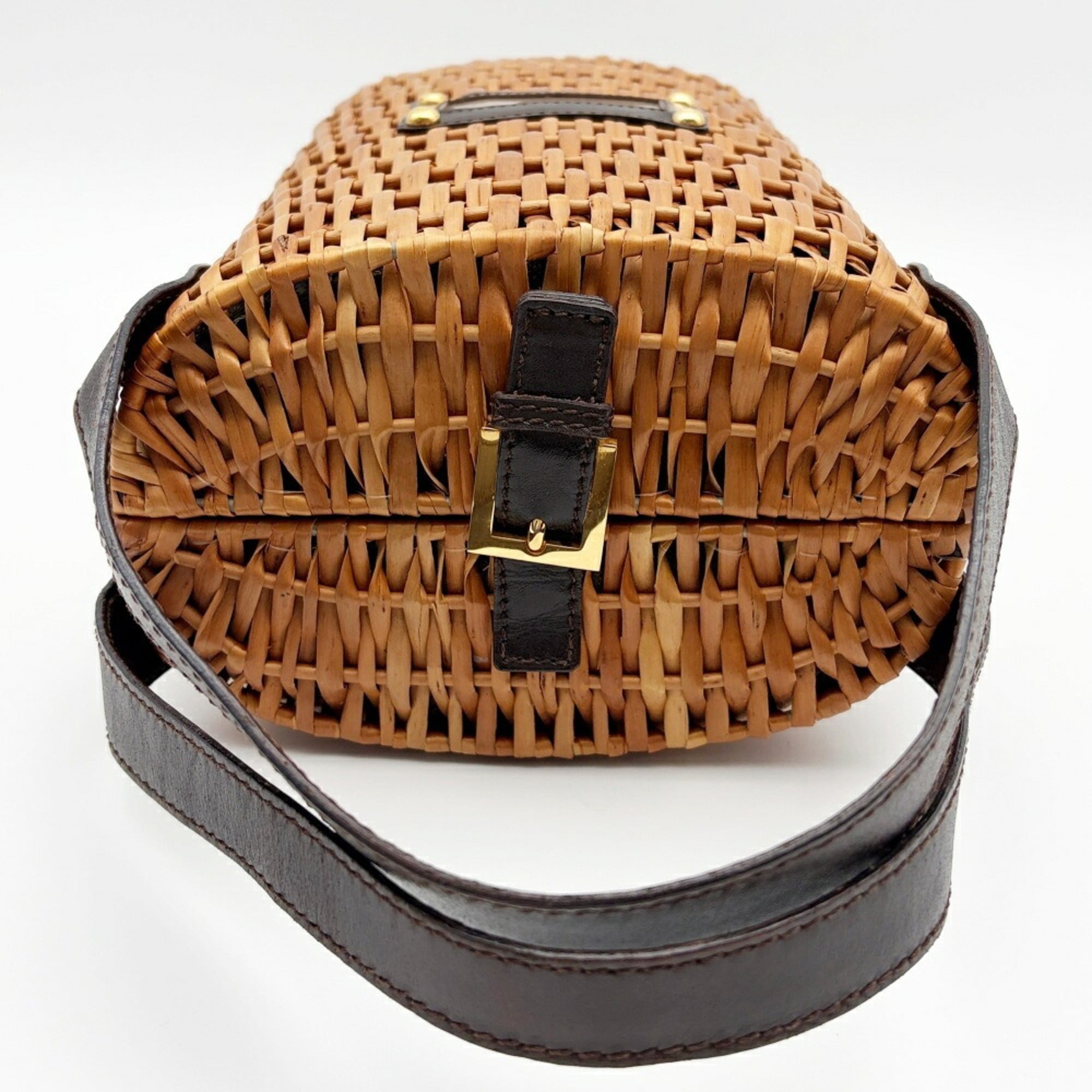 Fendi Brown Dark Brown Wisteria Vine Leather Basket (Pre-Owned)