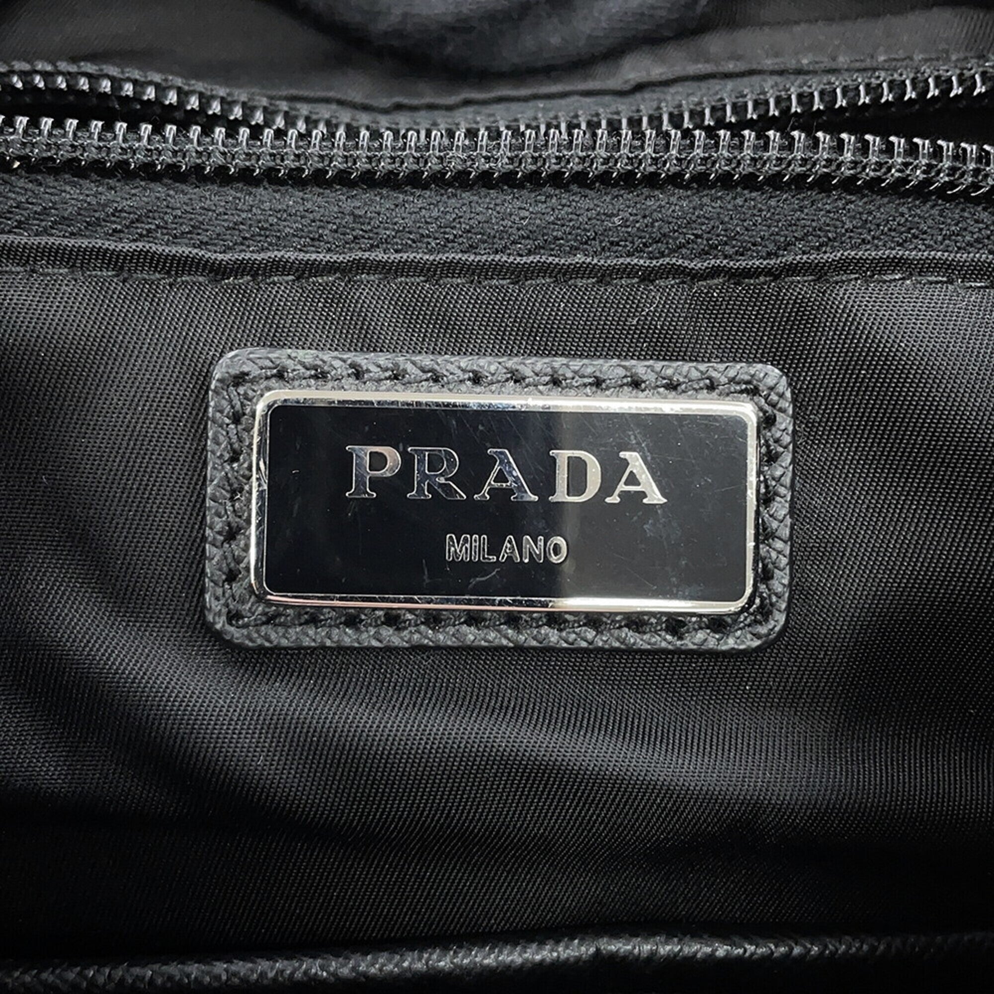 Prada Black Green Nylon Leather Backpack (Pre-Owned)
