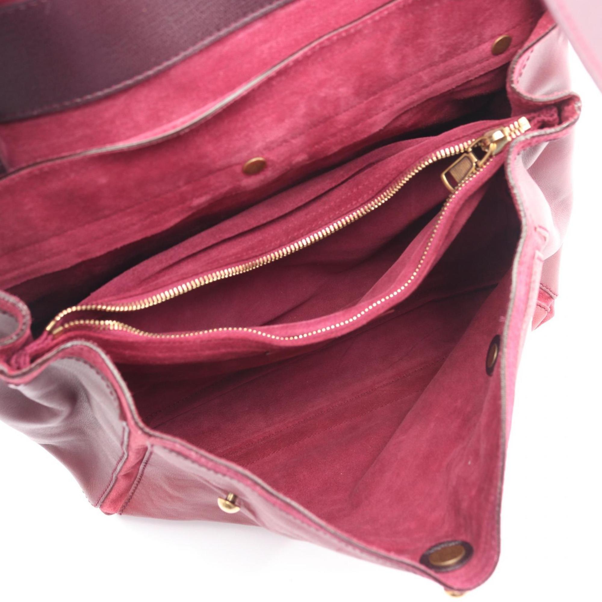 Yves Saint Laurent Bordeaux Red Color Leather Handbag (Pre-Owned)