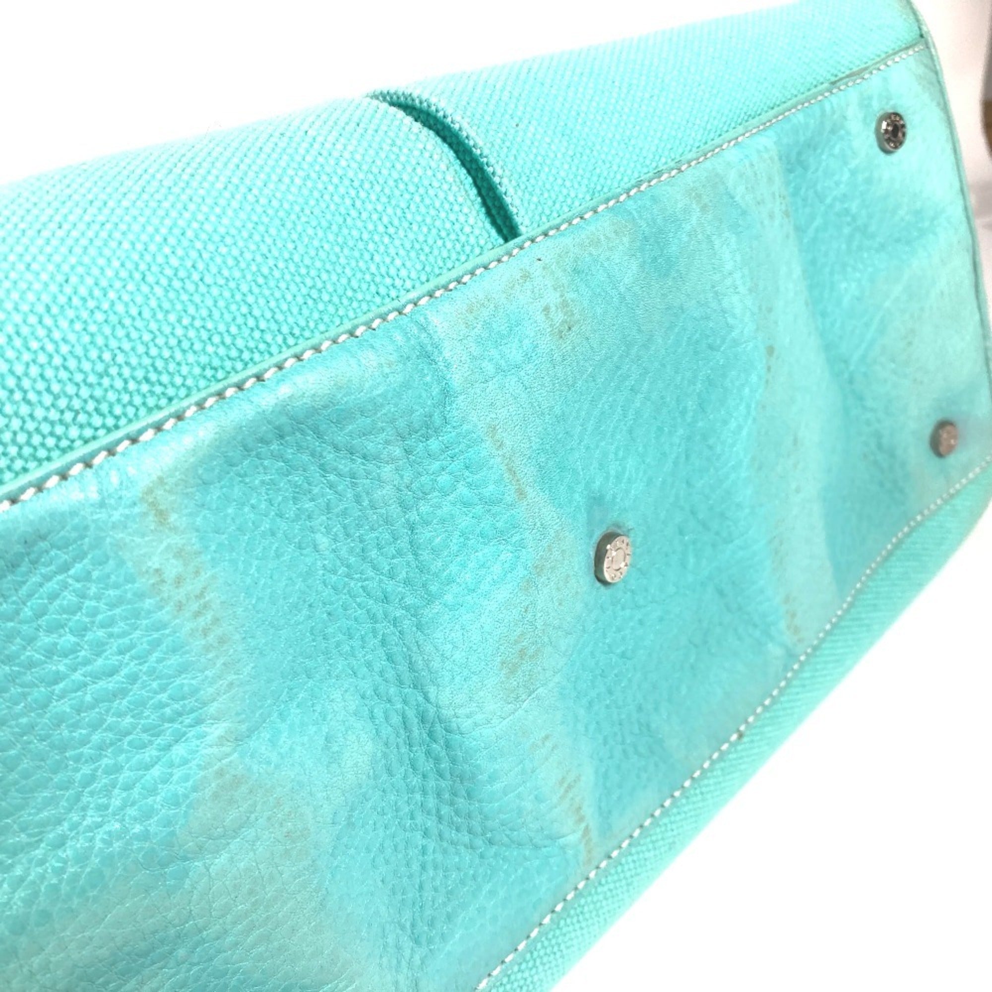 Tiffany Blue Canvas Handbag Shoulder Bag Tote Bag (Pre-Owned)