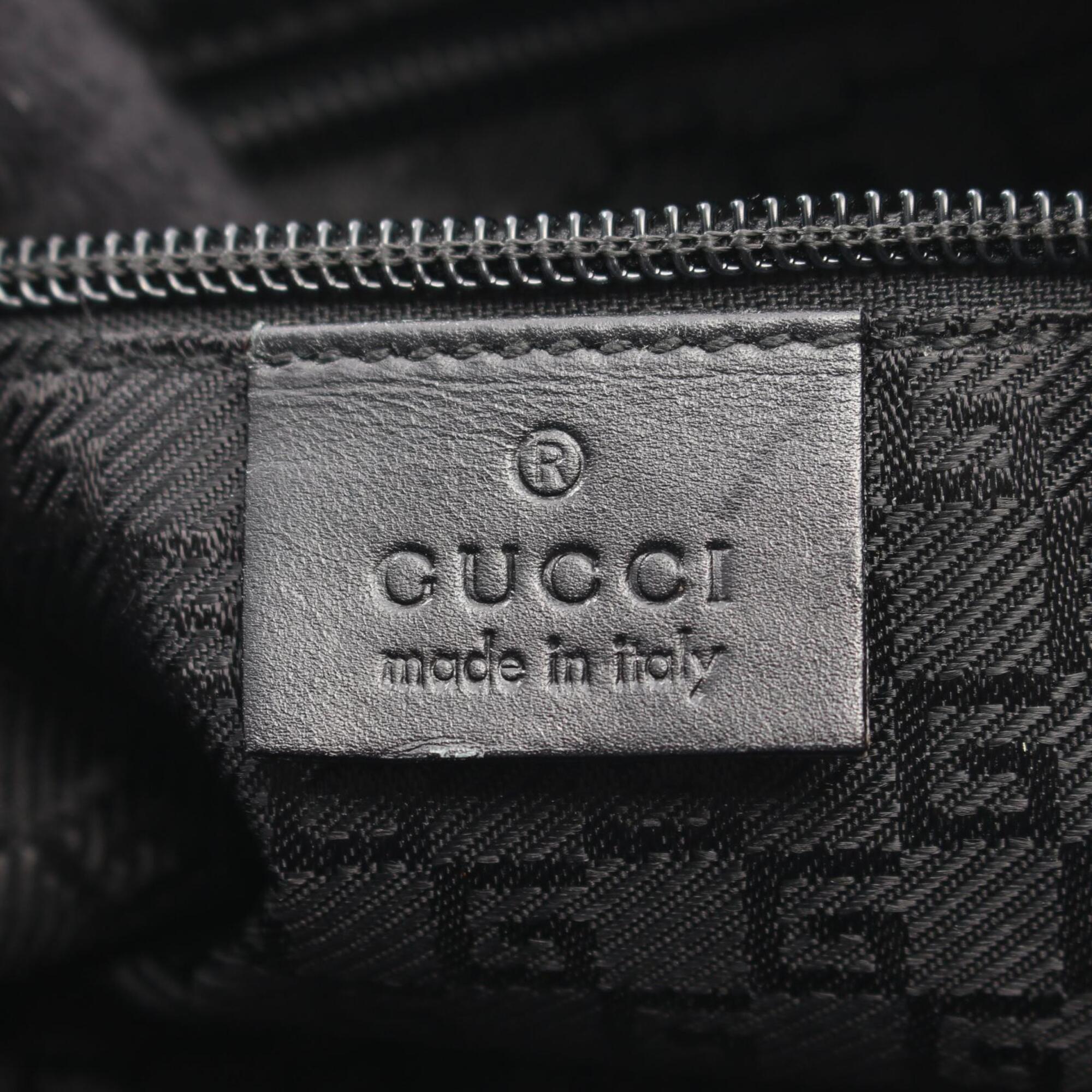 Gucci Black Leather Nylon Canvas Handbag Shoulder Bag (Pre-Owned)