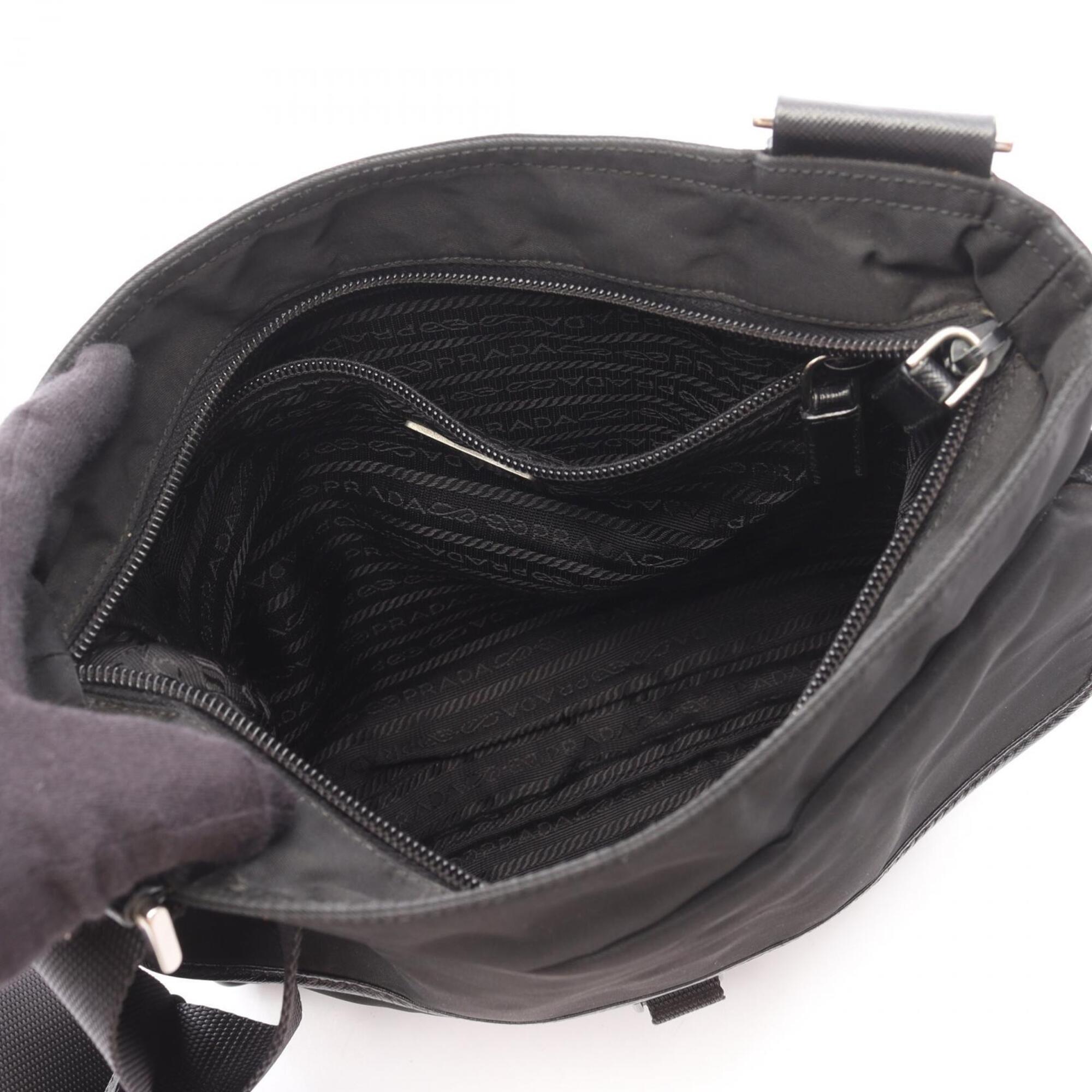 Prada Black Nylon Saffiano Triangle Handbag Shoulder Bag (Pre-Owned)