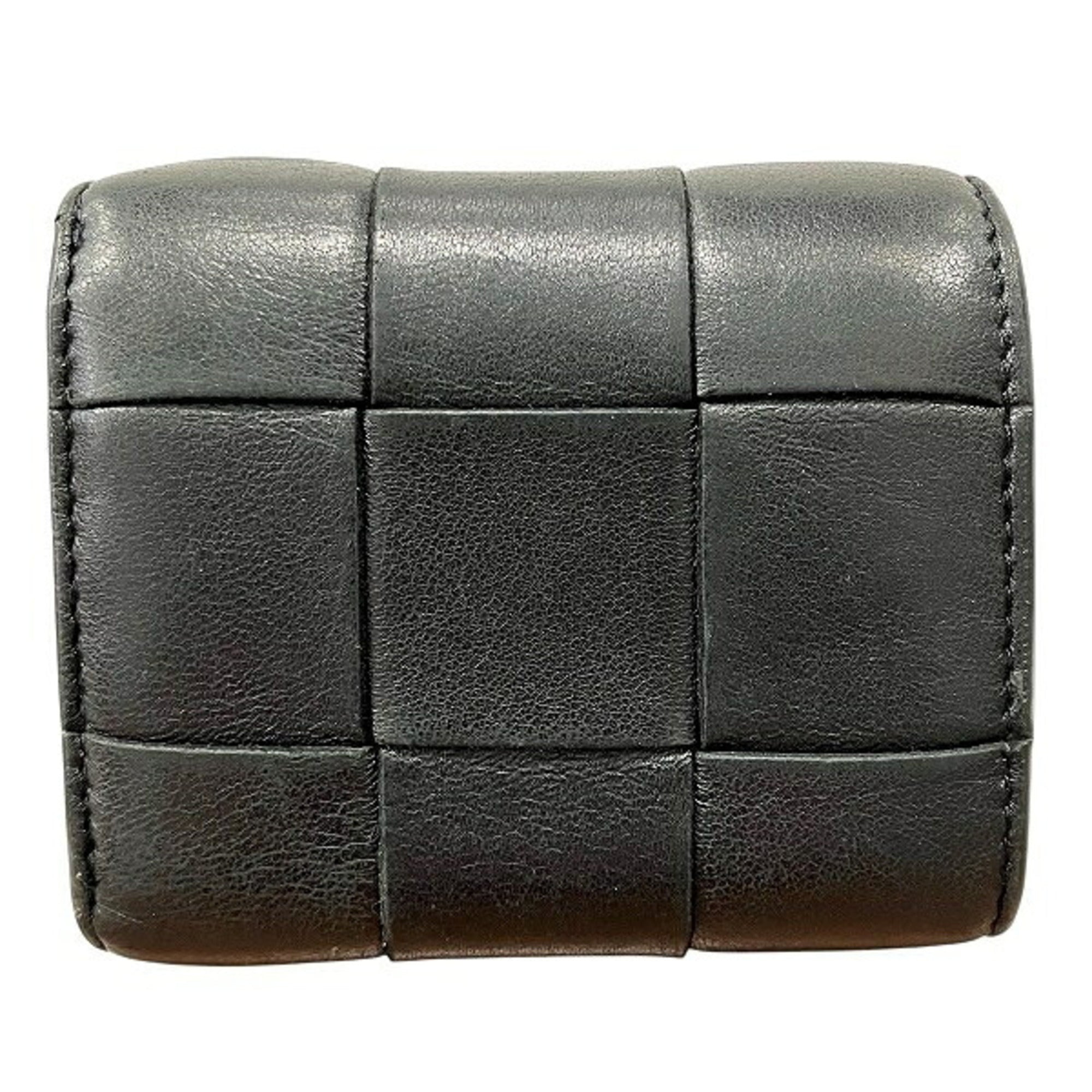 Bottega Veneta Black Leather Coin Purse/Coin Case (Pre-Owned)