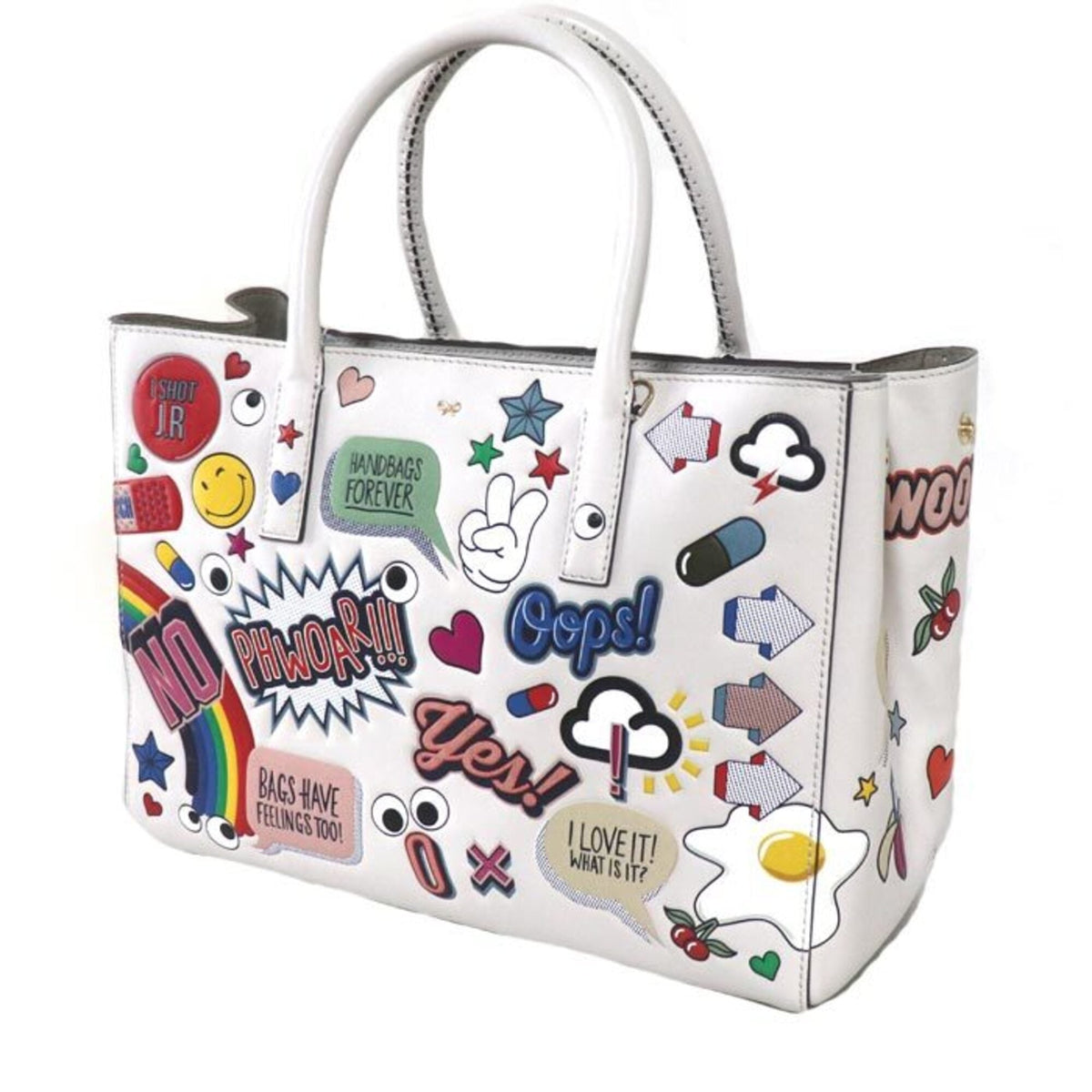 Anya Hindmarch Multi-Color White Leather Tote Bag (Pre-Owned)