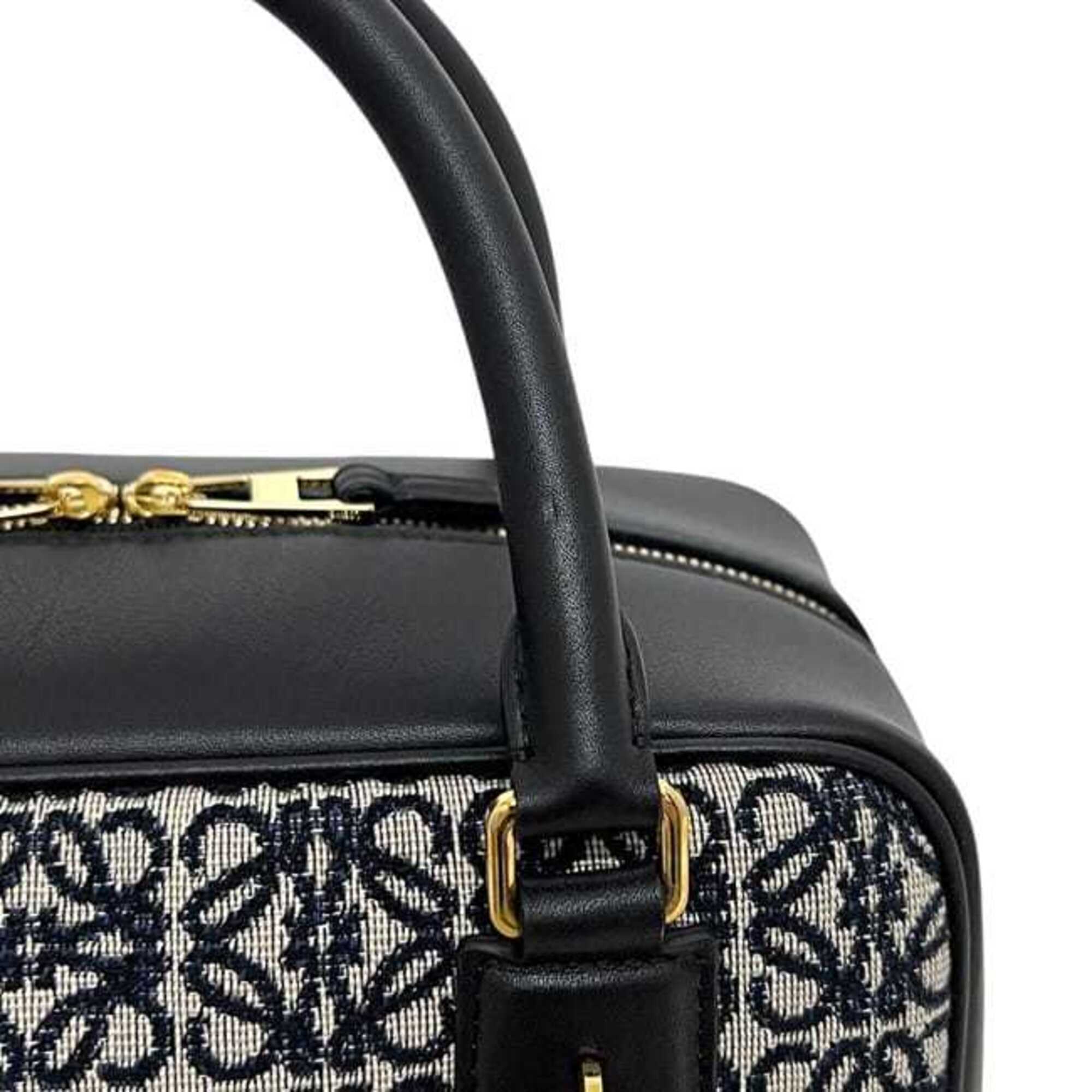 Loewe Black Navy Canvas Leather Handbag (Pre-Owned)