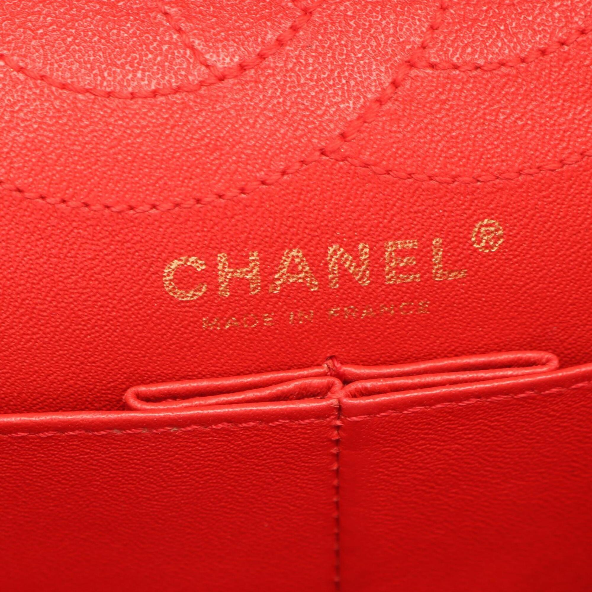 Chanel Red Color Cotton Handbag Shoulder Bag (Pre-Owned)