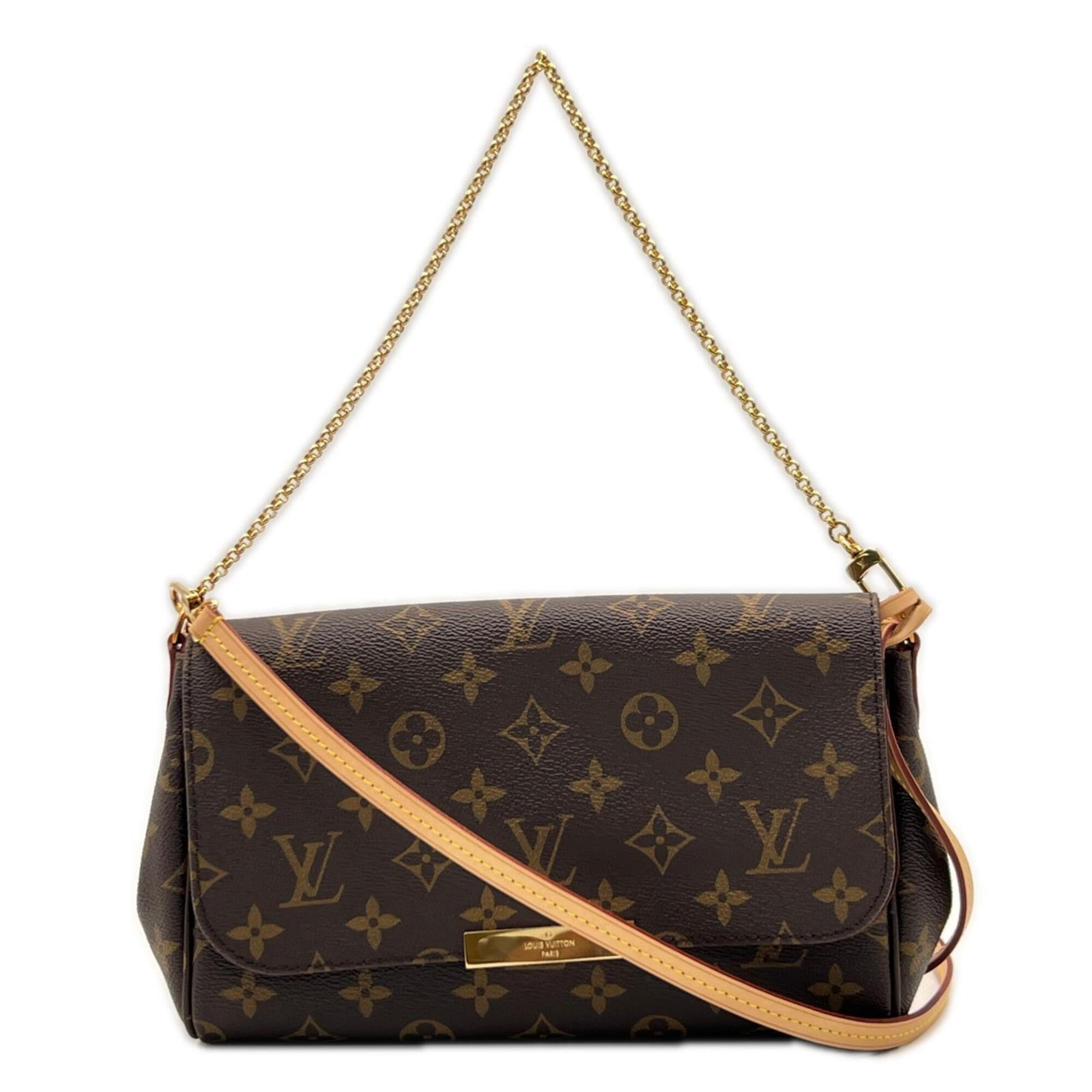 Louis Vuitton Beige Brown Coated Canvas Leather Shoulder Bag (Pre-Owned)