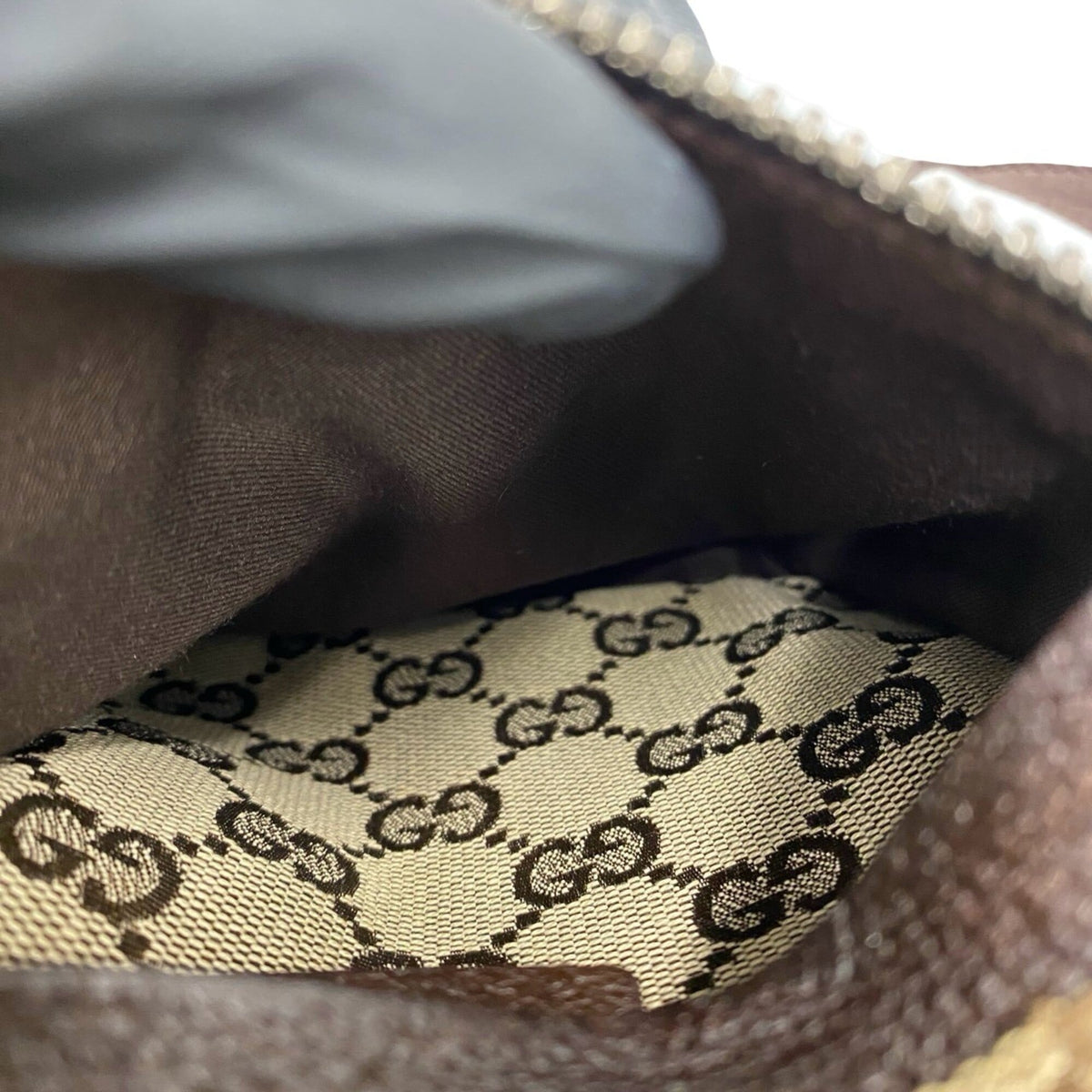 Gucci Brown Canvas Leather Pouch Shoulder Bag Sling Bag (Pre-Owned)
