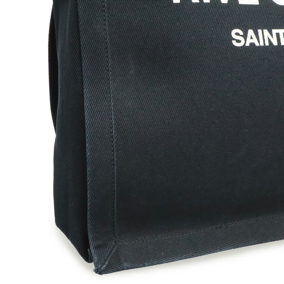 Yves Saint Laurent Black Canvas Leather Tote Bag (Pre-Owned)