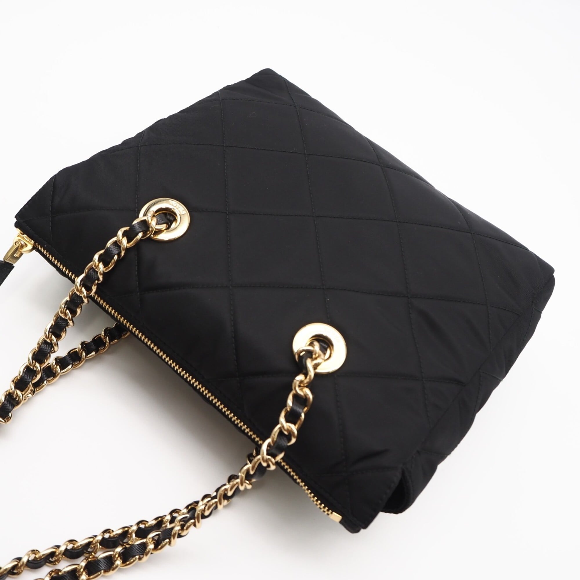 Prada Saffiano Black Nero Nylon Saffiano Shoulder Bag (Pre-Owned)