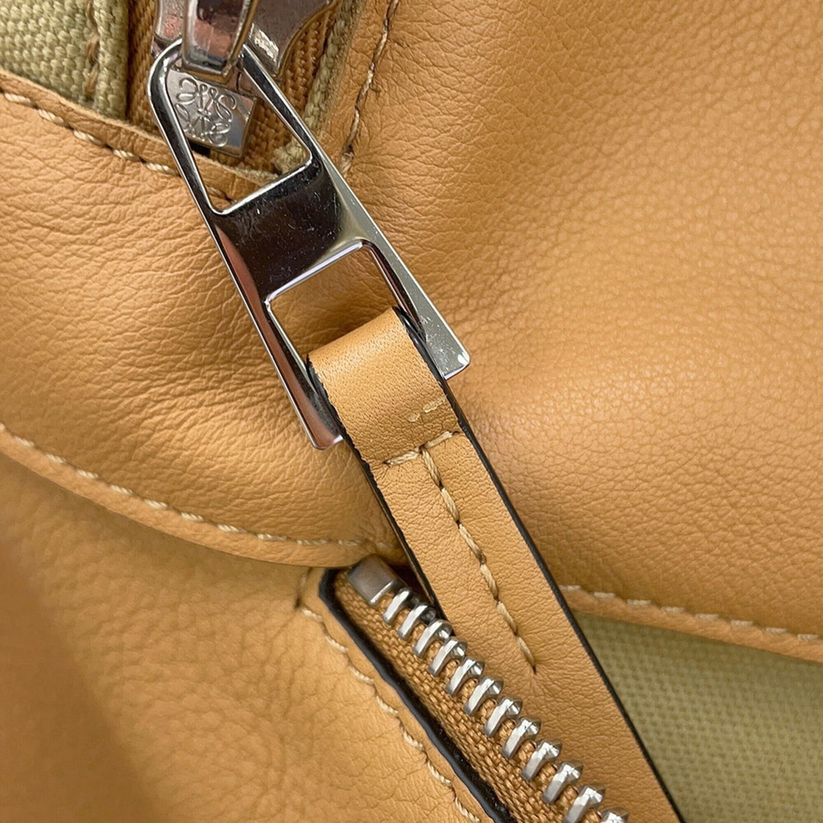 Loewe Beige Canvas Leather Backpack Handbag (Pre-Owned)