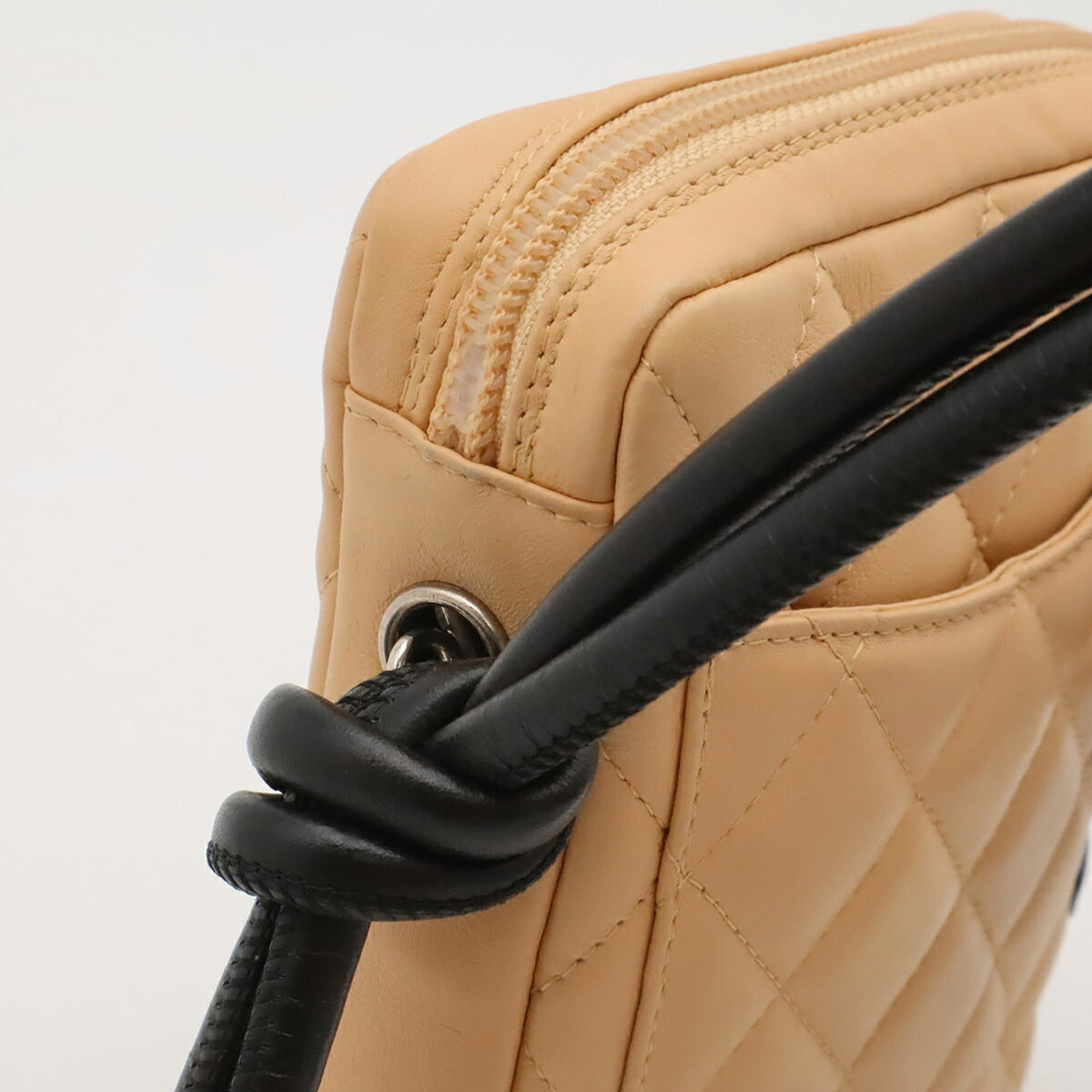 Chanel Beige Black Pochette Shoulder Bag (Pre-Owned)