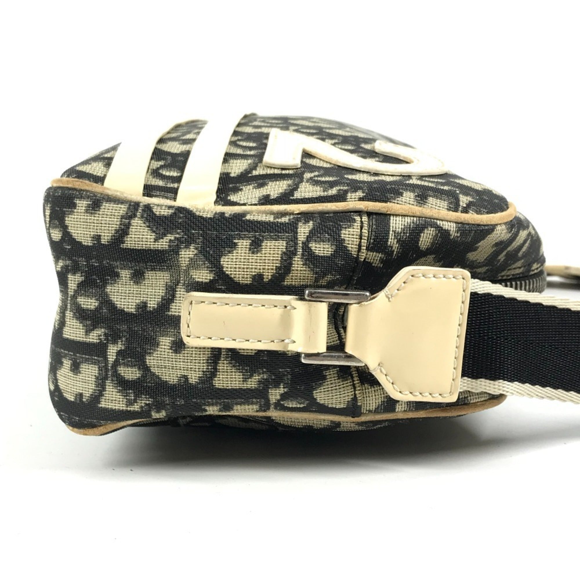 Christian Dior Black White Canvas Pvc Suede Leather Pochette Shoulder Bag (Pre-Owned)