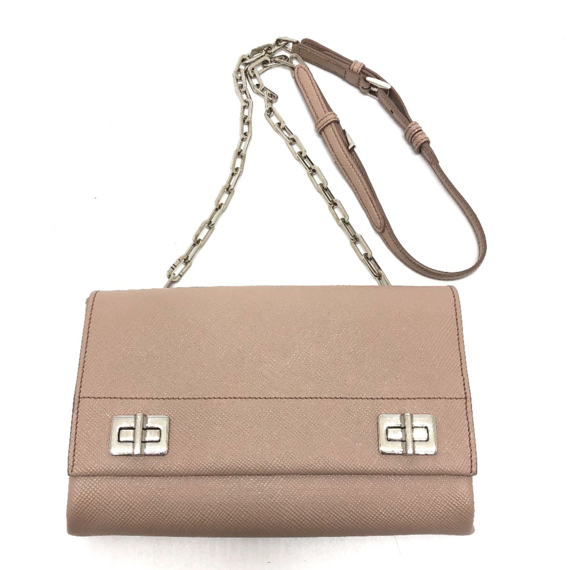 Prada Beige Leather Shoulder Bag (Pre-Owned)