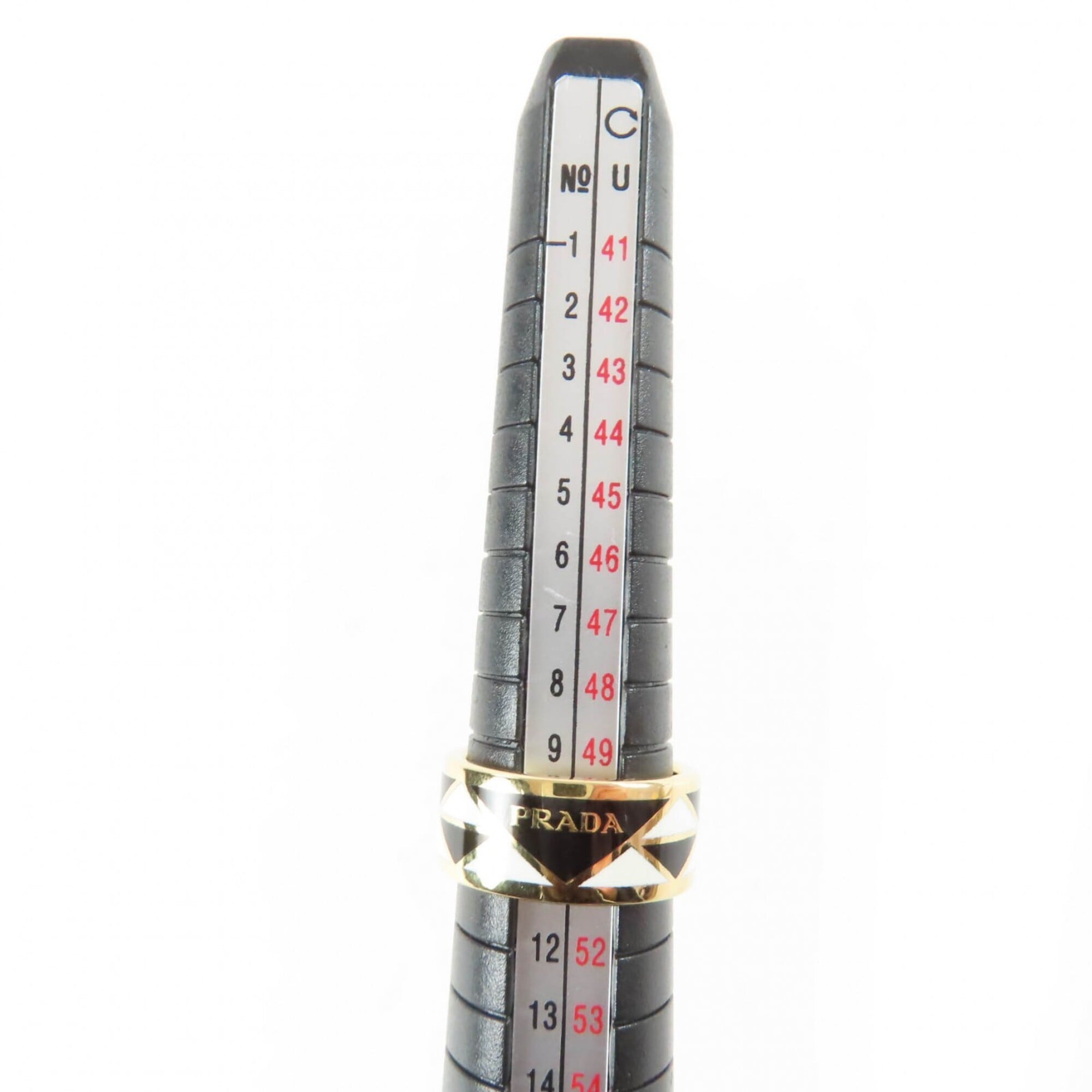 Prada Gold Black White Band Ring (Pre-Owned)