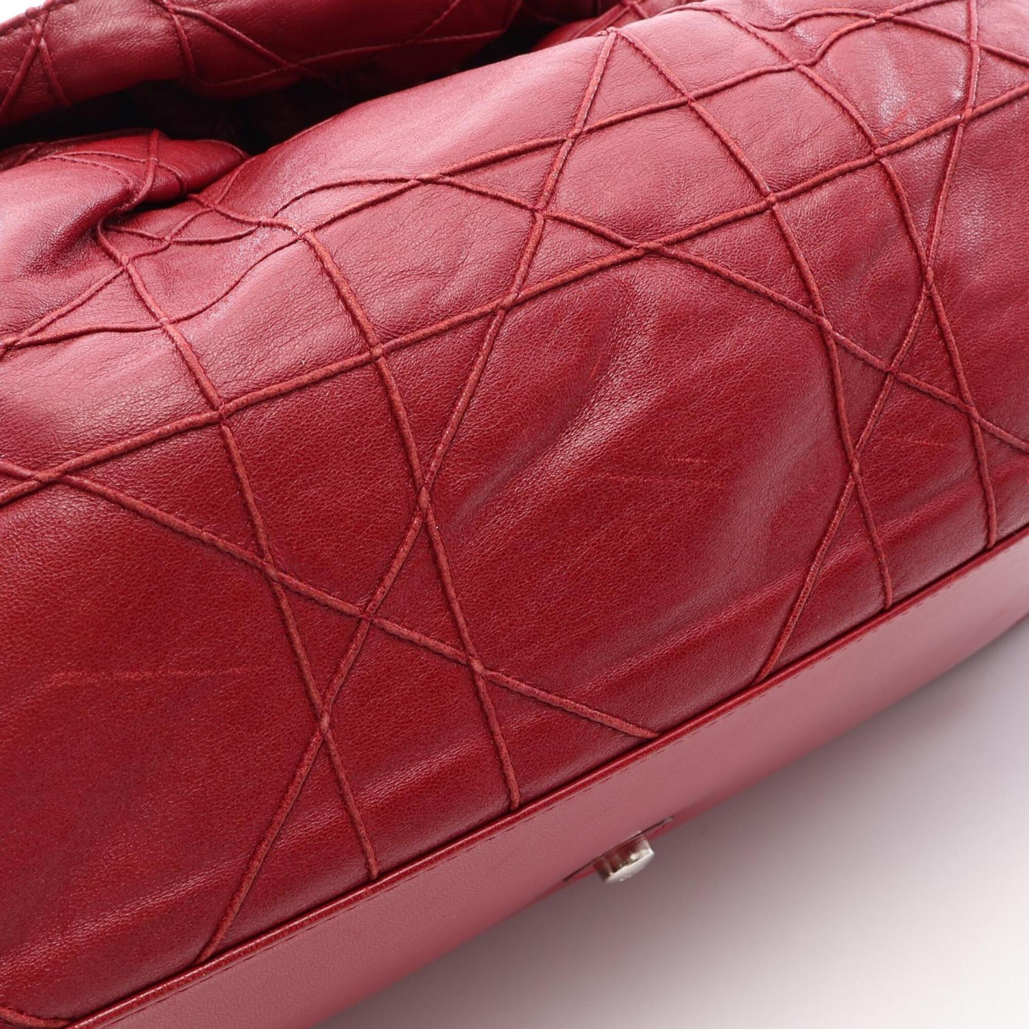 Christian Dior Red Color Leather Handbag Tote Bag (Pre-Owned)