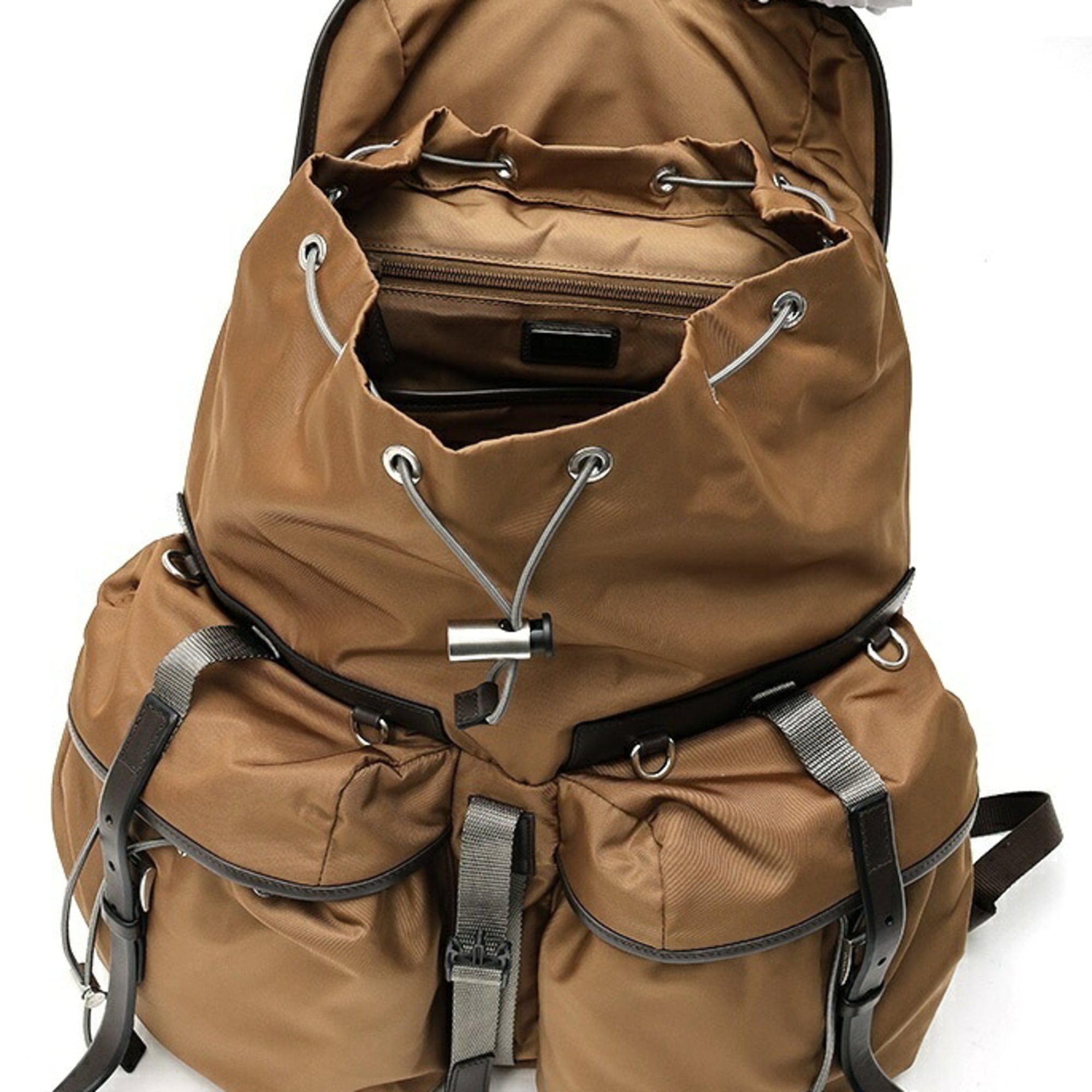 Prada Brown Nylon Leather Backpack (Pre-Owned)