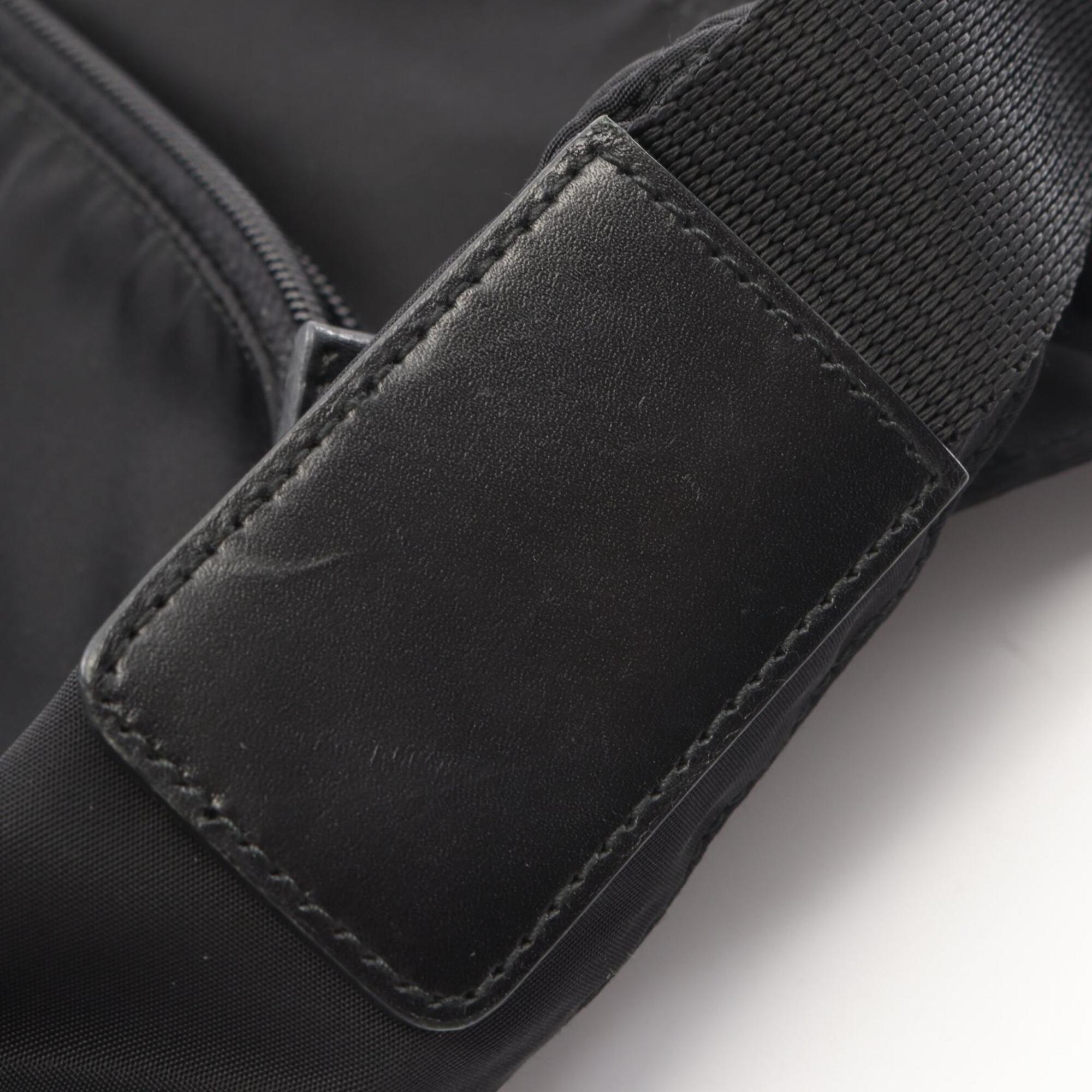Prada Black Nylon Leather Handbag Shoulder Bag (Pre-Owned)