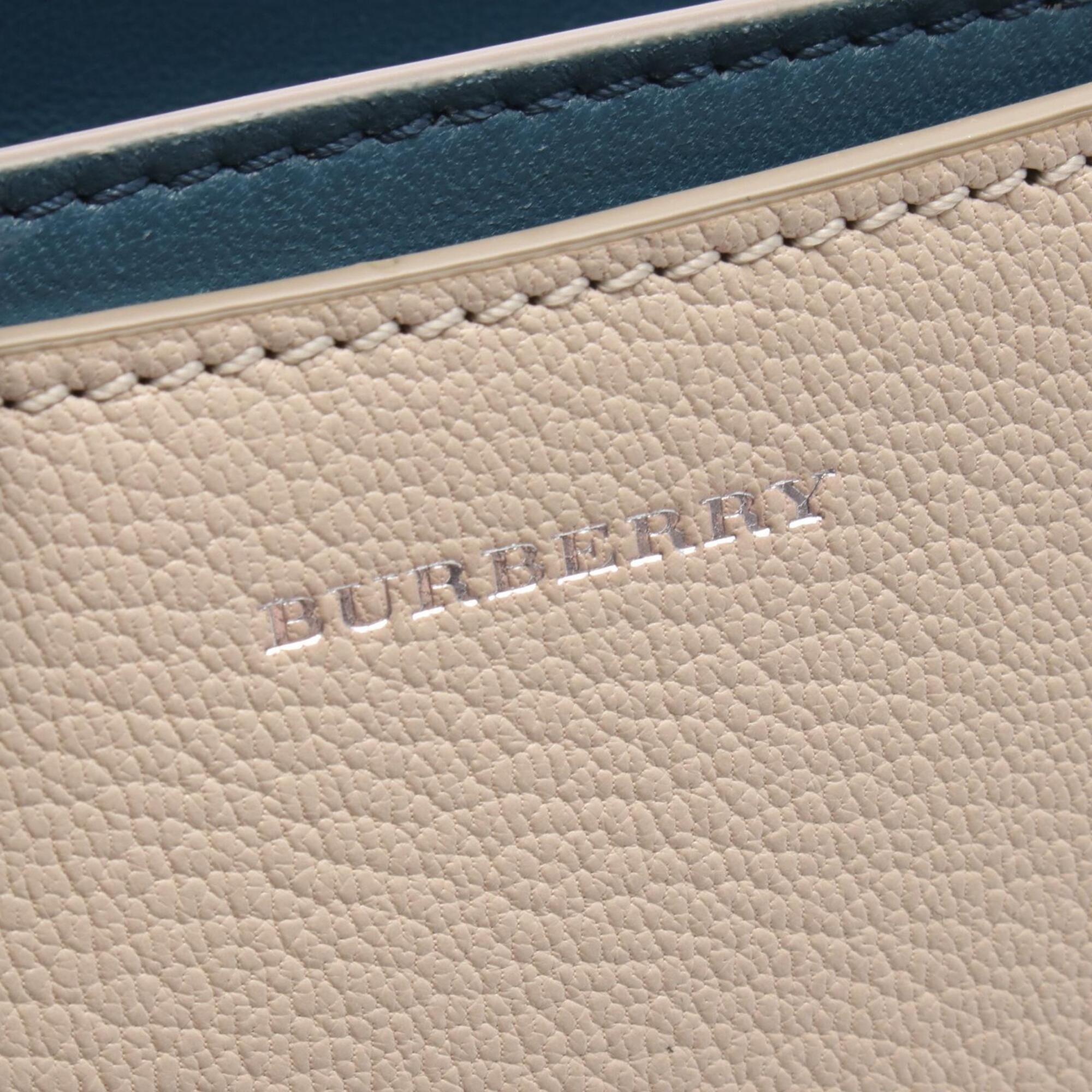 Burberry Ivory Leather Handbag Shoulder Bag (Pre-Owned)