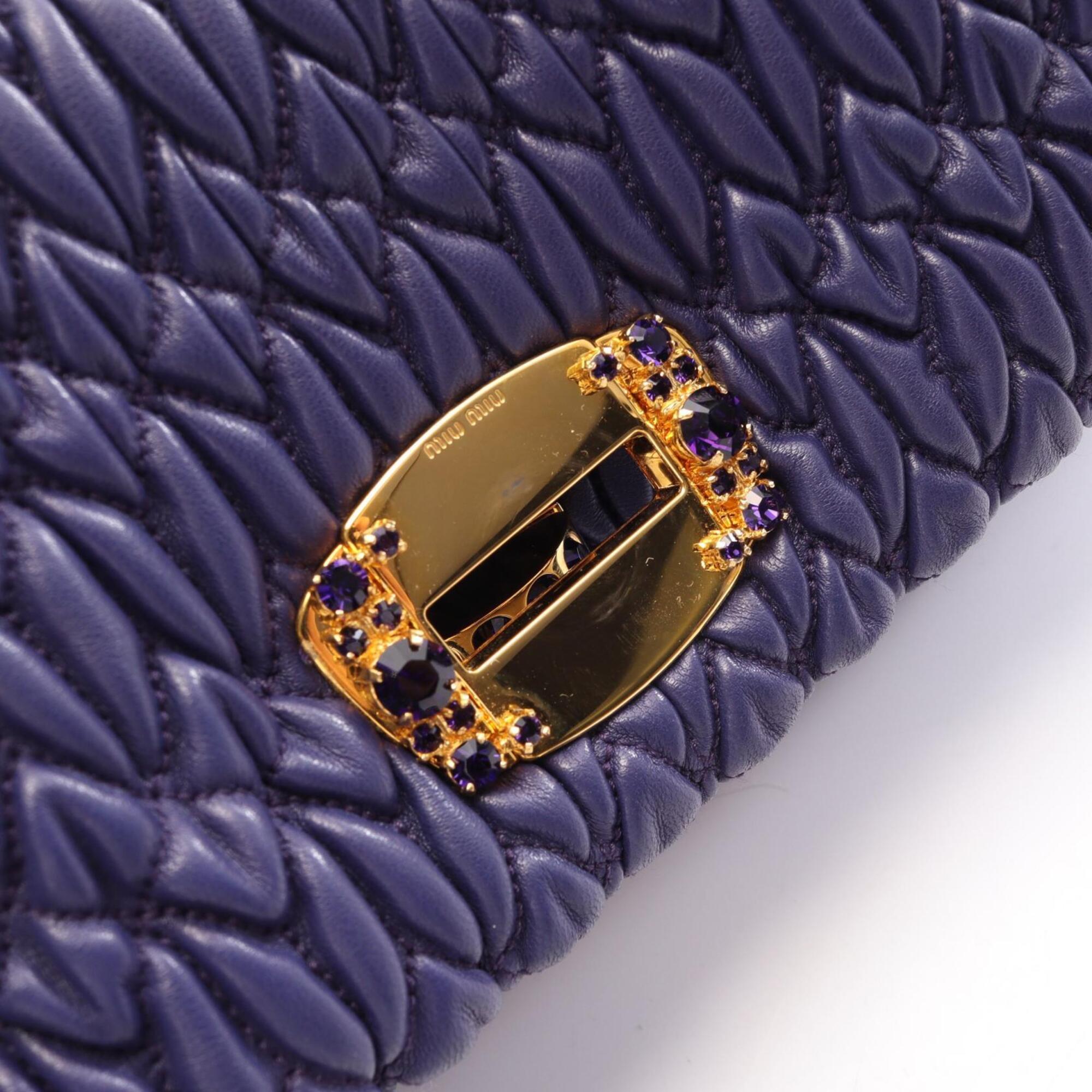 Miu Miu Matelasse Purple Leather Handbag Shoulder Bag (Pre-Owned)