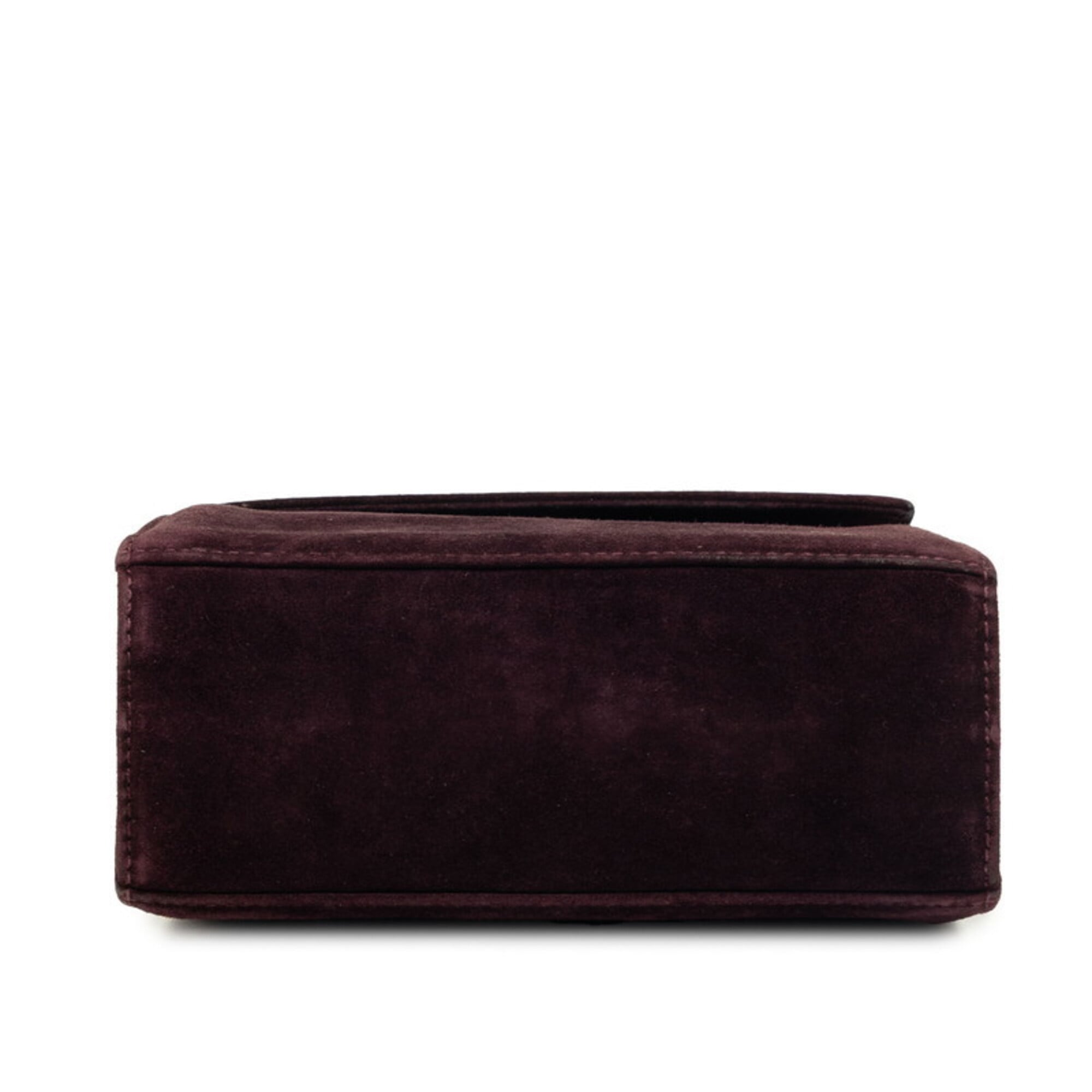 Salvatore Ferragamo Burgundy Suede Handbag Shoulder Bag (Pre-Owned)