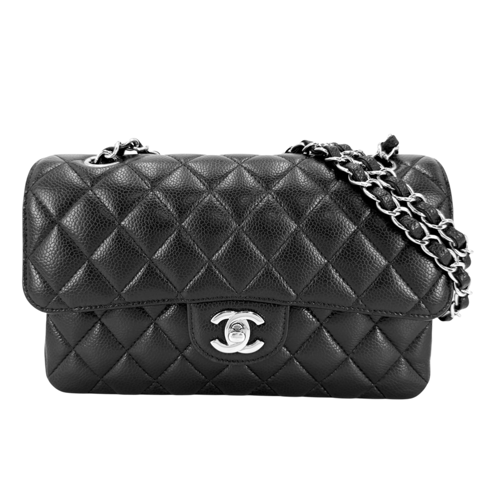 Chanel Black White Grained Calfskin Shoulder Bag (Pre-Owned)
