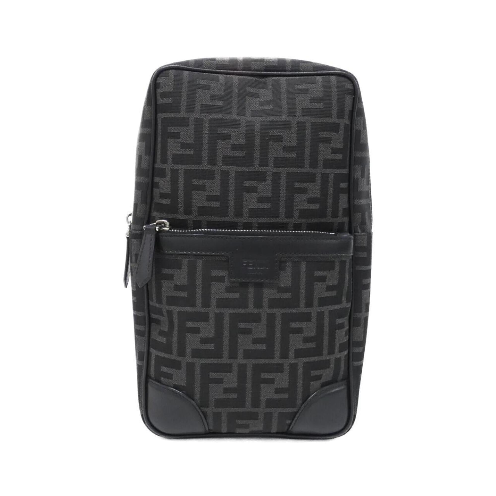 Fendi Silver Canvas Leather Shoulder Bag (Pre-Owned)