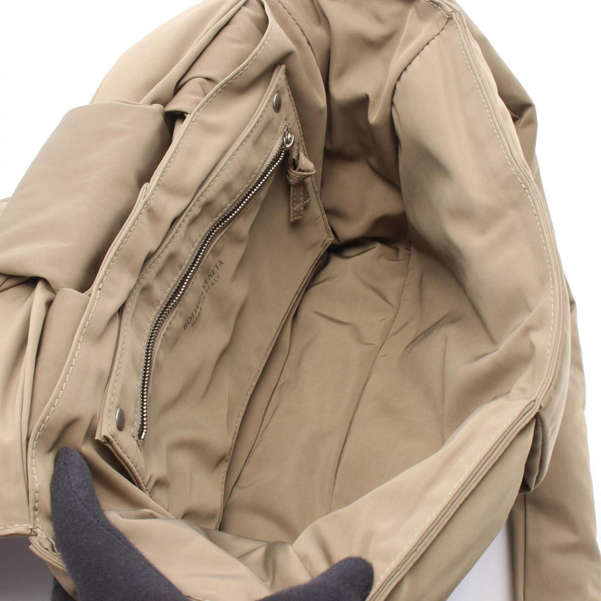 Bottega Veneta Khaki Nylon Handbag Shoulder Bag (Pre-Owned)