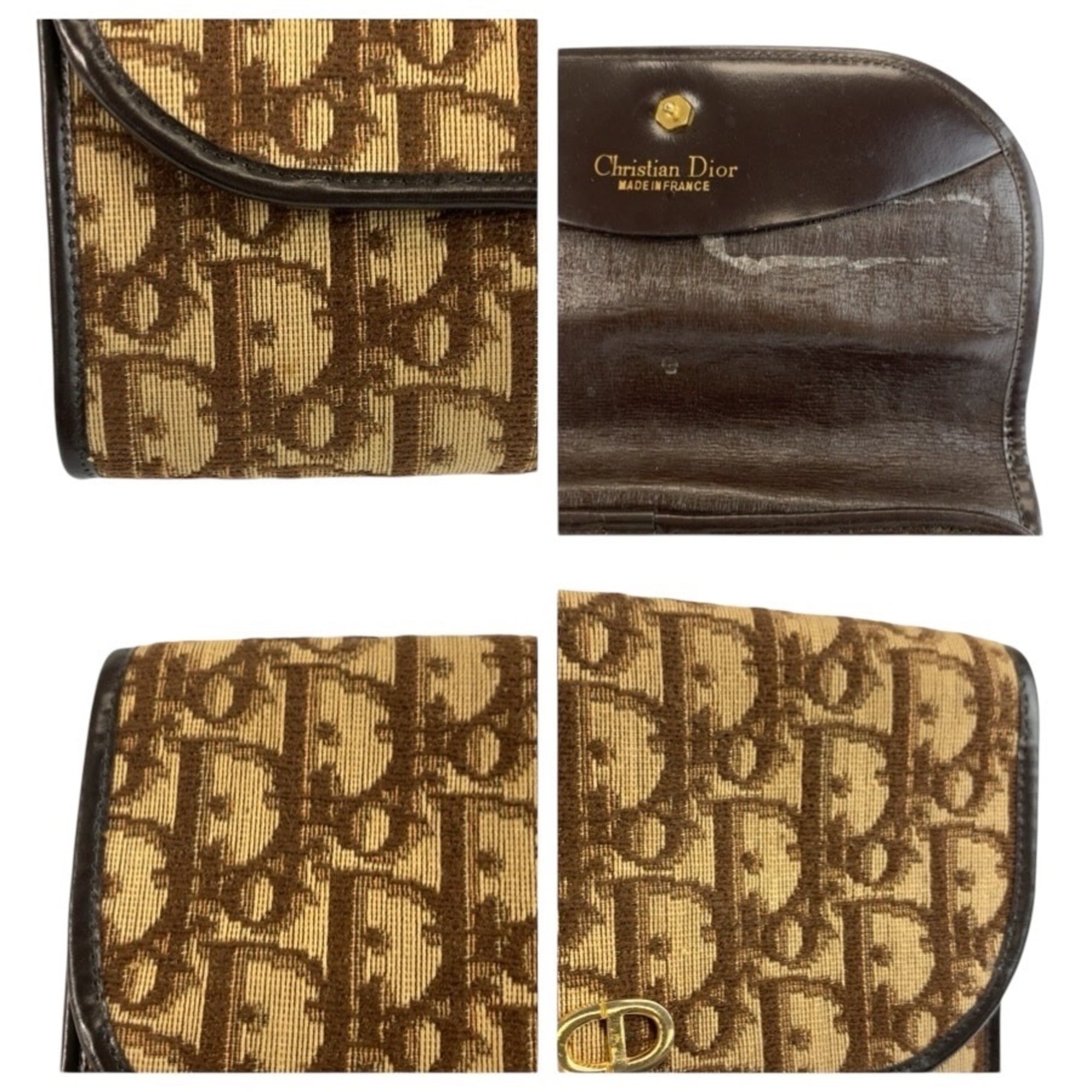 Christian Dior Beige Brown Canvas Clutch Bag Handbag Pouch (Pre-Owned)