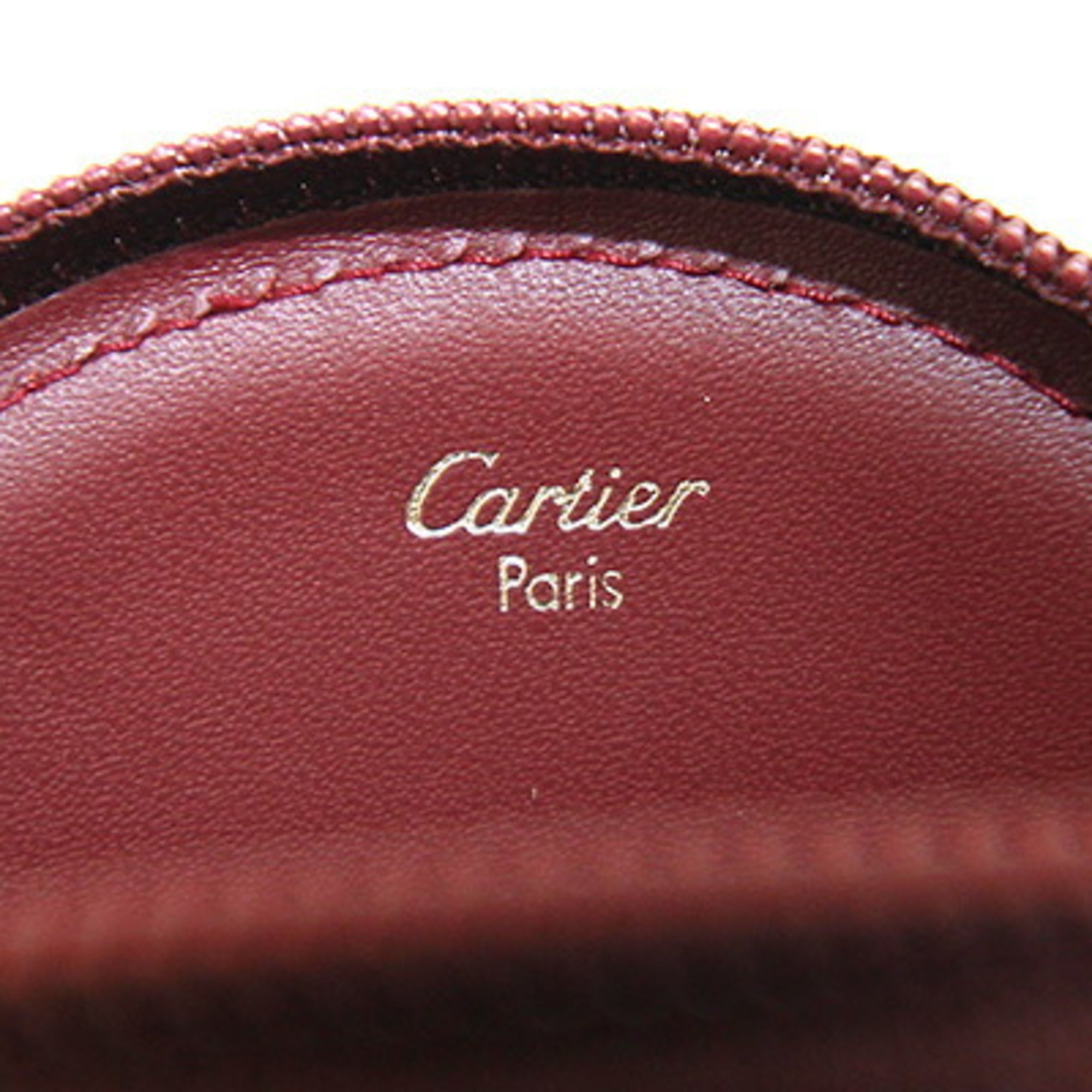 Cartier Bordeaux Leather Coin Purse/Coin Case (Pre-Owned)