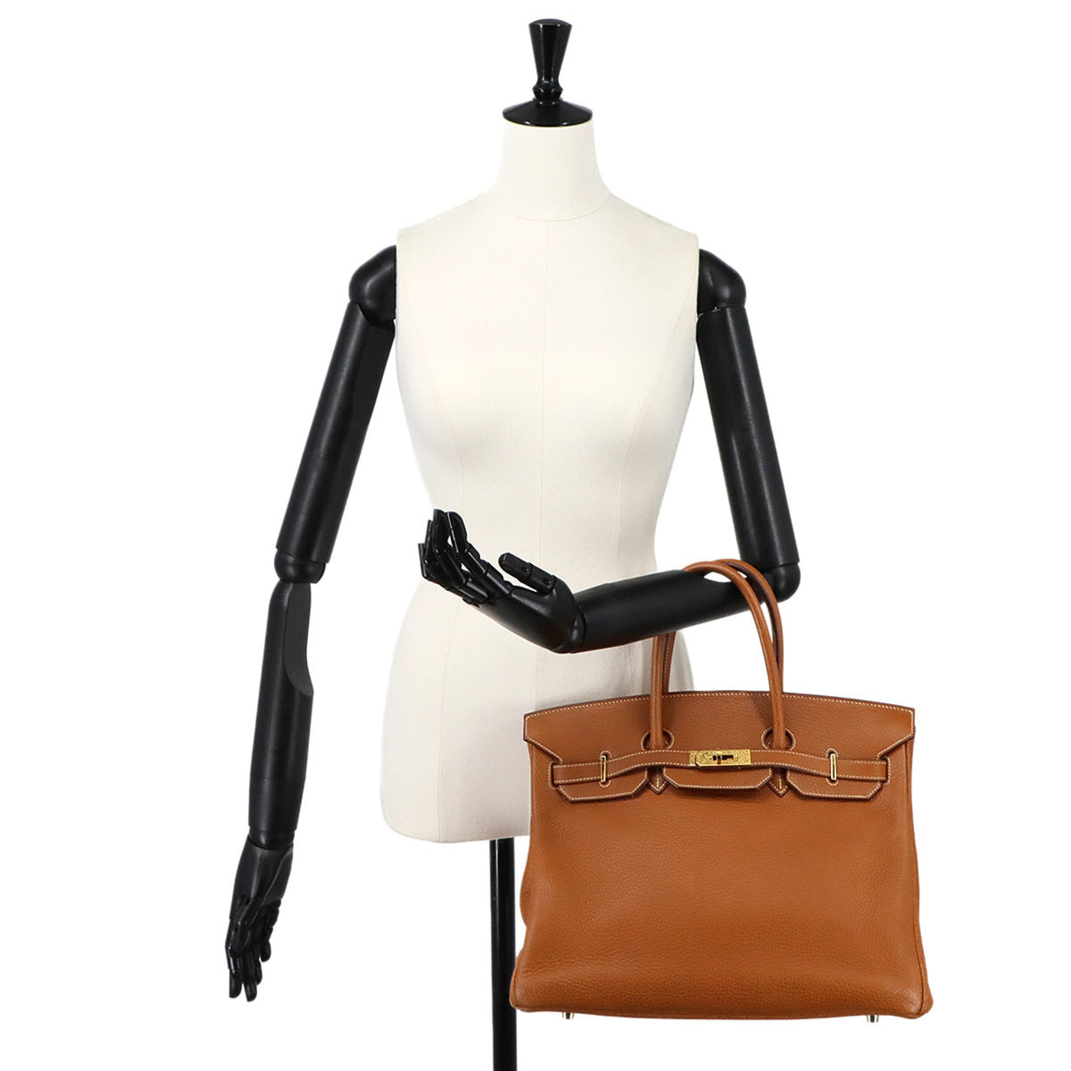 Hermes Birkin Gold Taurillon Clemence Leather Handbag (Pre-Owned)