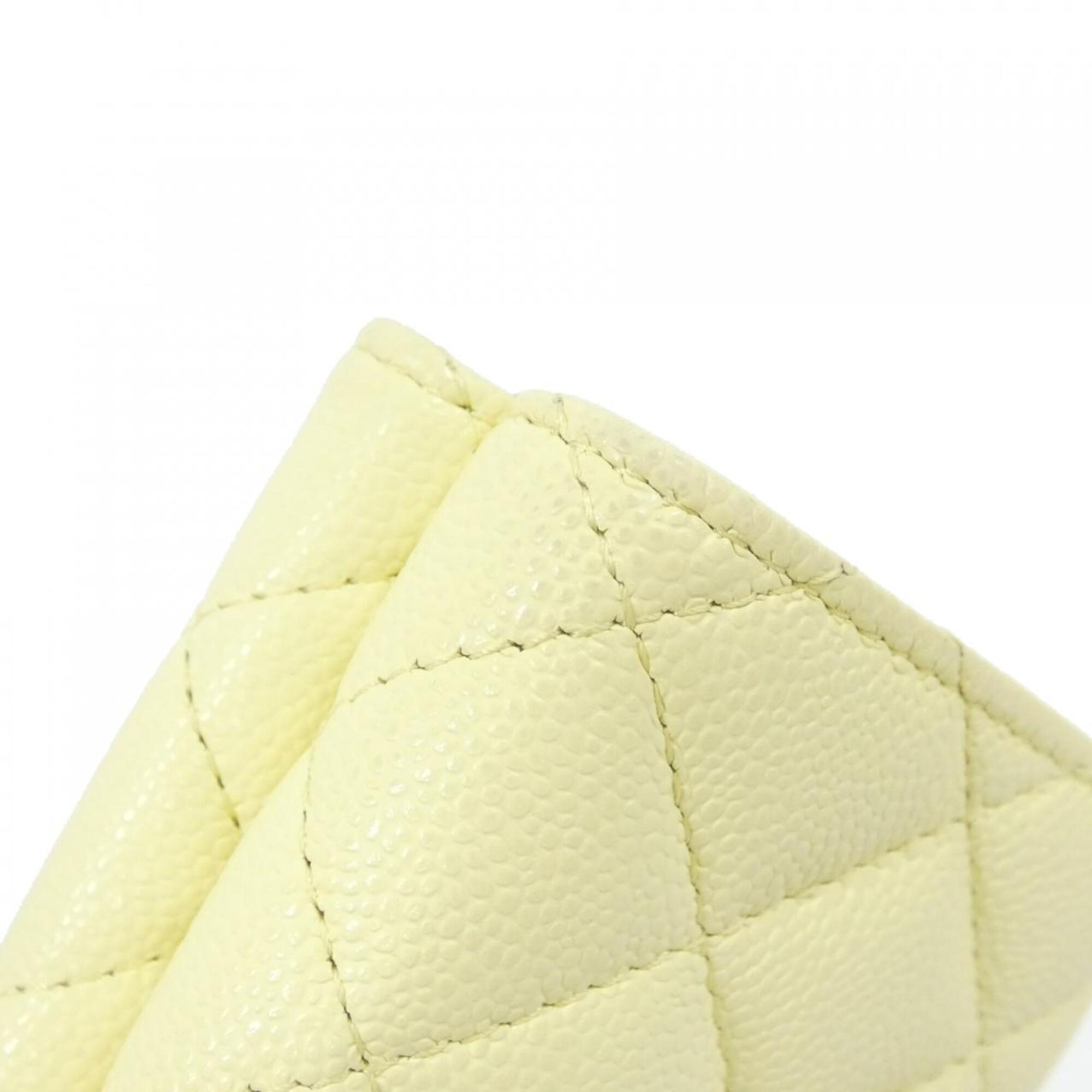 Chanel Yellow Grained Calfskin Wallet (Tri-Fold) (Pre-Owned)