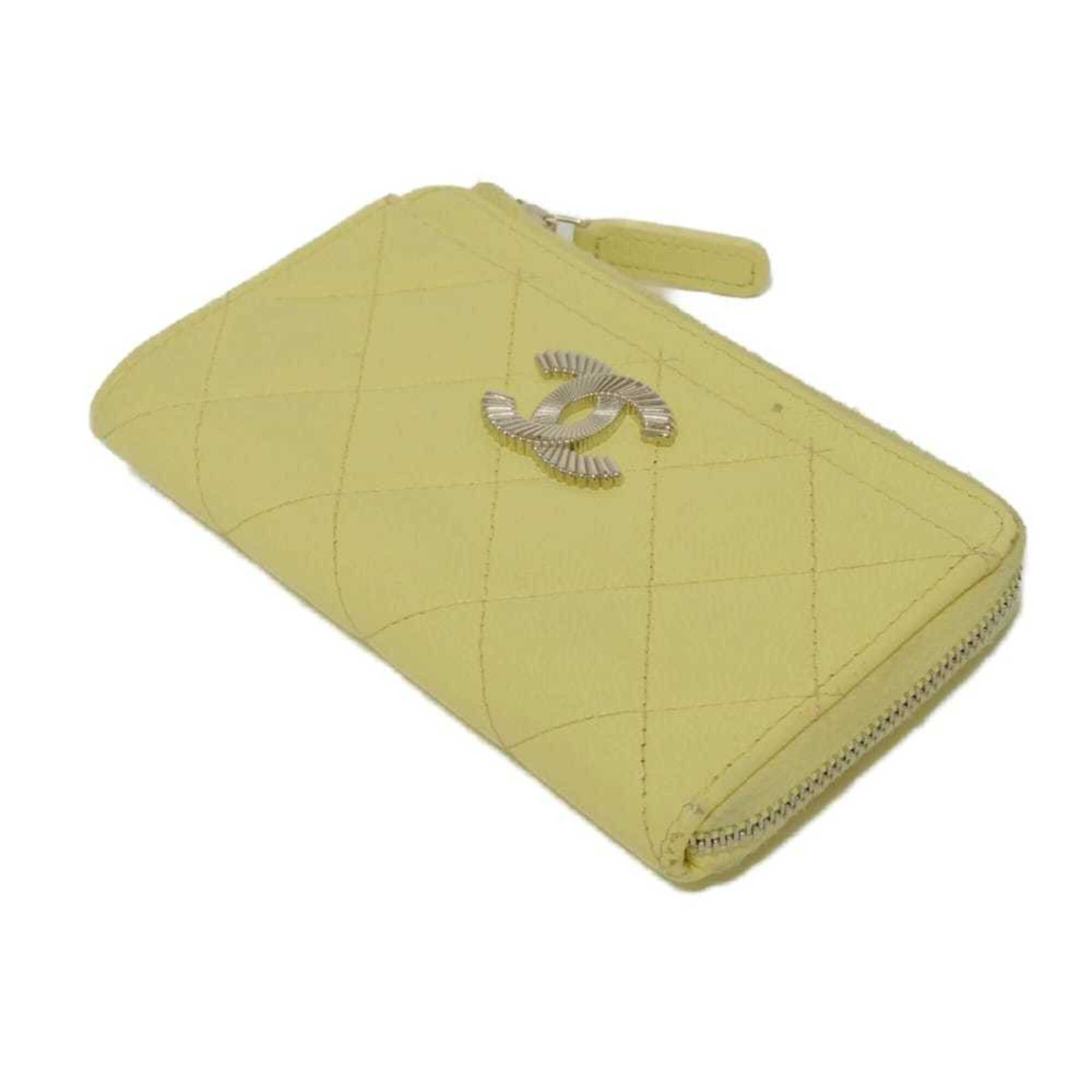 Chanel Yellow Grained Calfskin Coin Purse/Coin Case (Pre-Owned)