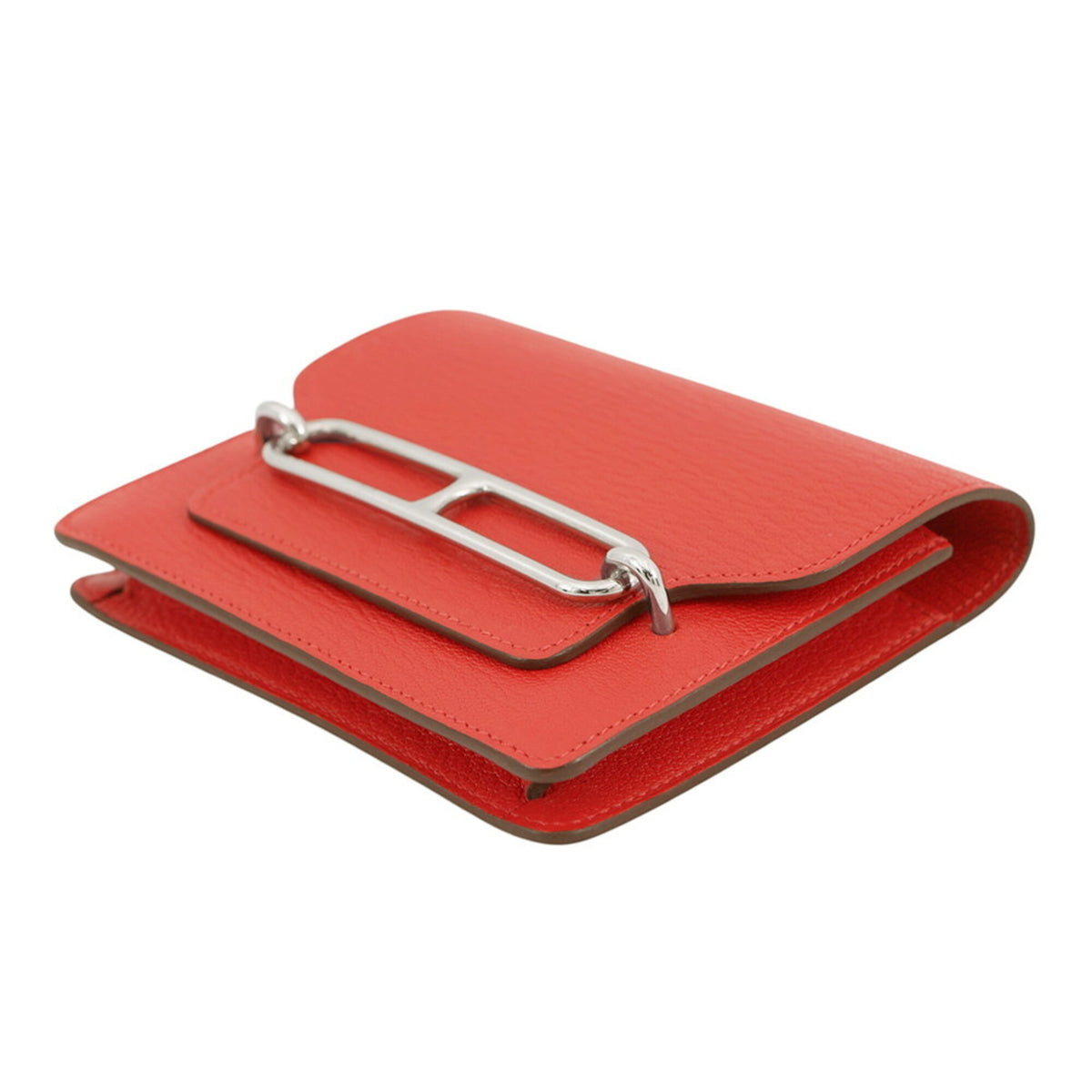 Hermes Red Color Chevre Myzore Leather Wallet (Bi-Fold) (Pre-Owned)