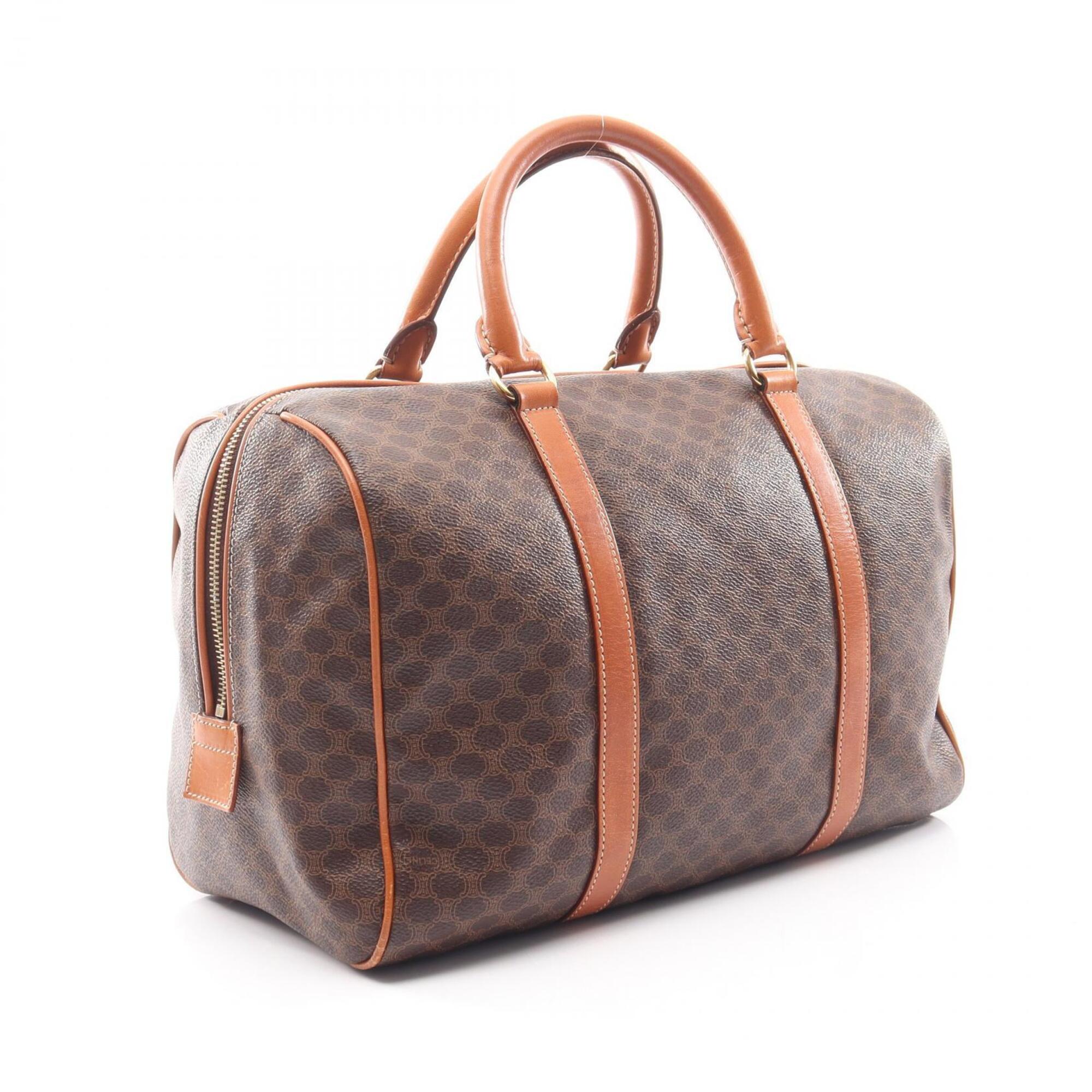 Celine Beige Brown Coated Canvas Leather Handbag (Pre-Owned)