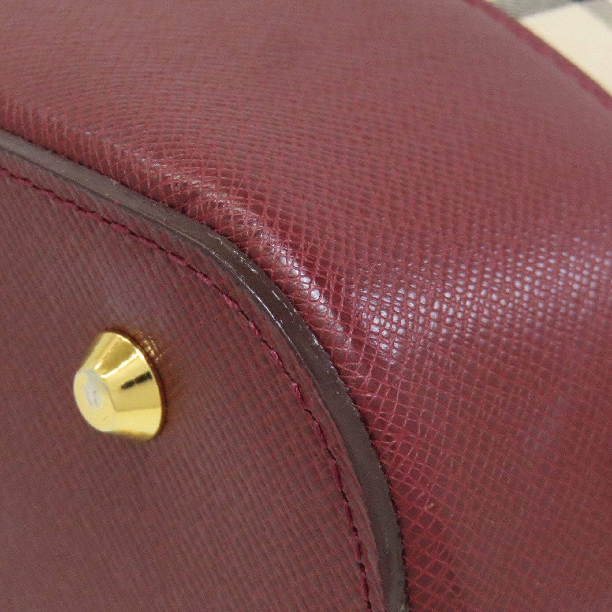 Burberry Beige Bordeaux Canvas Shoulder Bag (Pre-Owned)