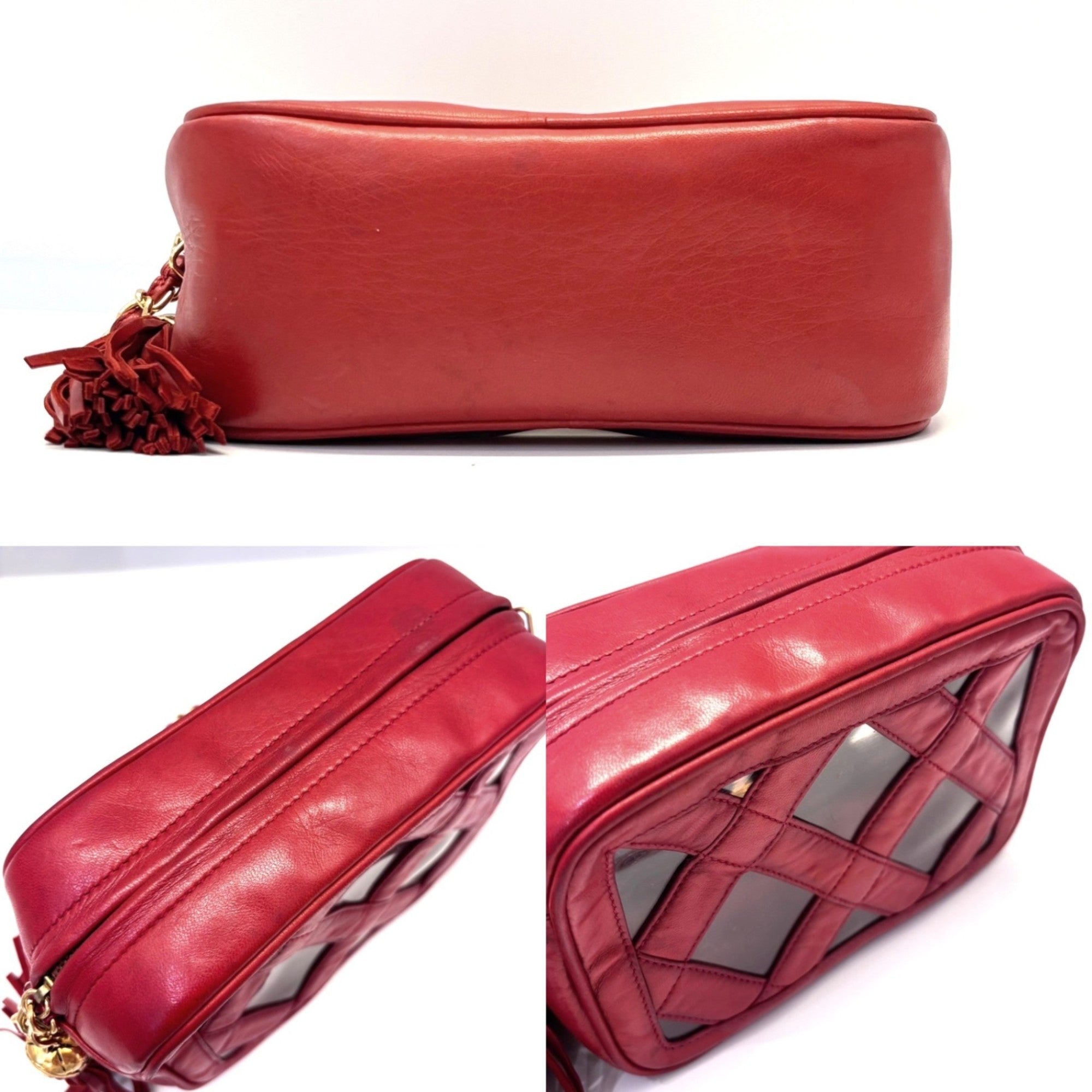 Chanel Red Color Leather Shoulder Bag (Pre-Owned)