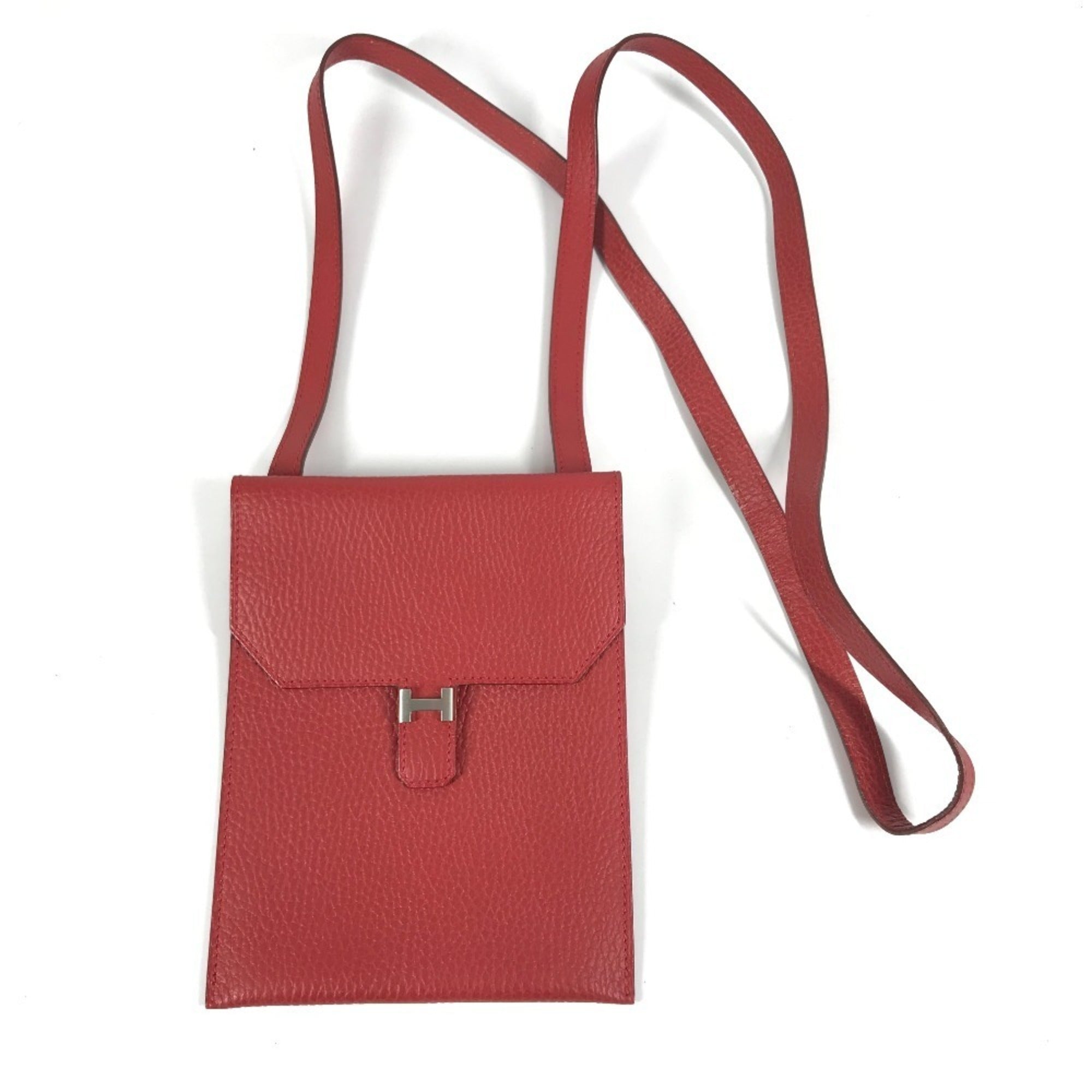 Hermes Amelie Red Color Leather Pochette Shoulder Bag (Pre-Owned)