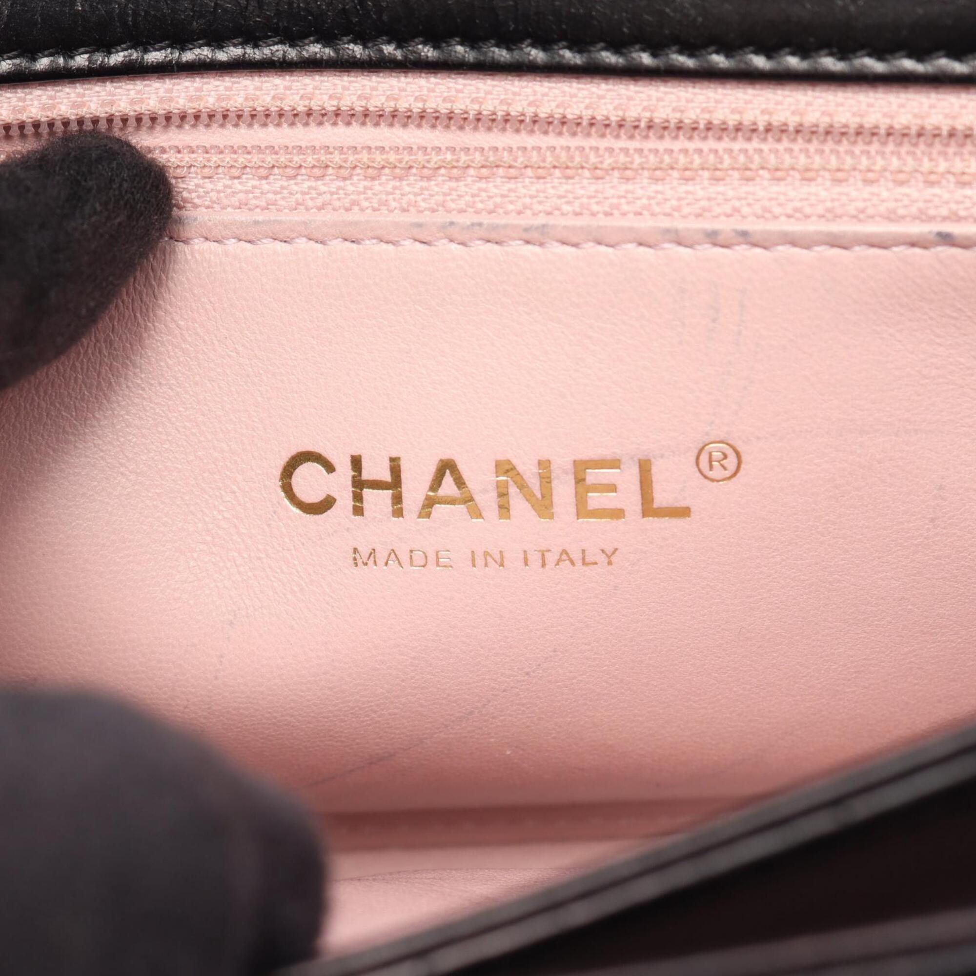 Chanel Black Leather Handbag Shoulder Bag (Pre-Owned)