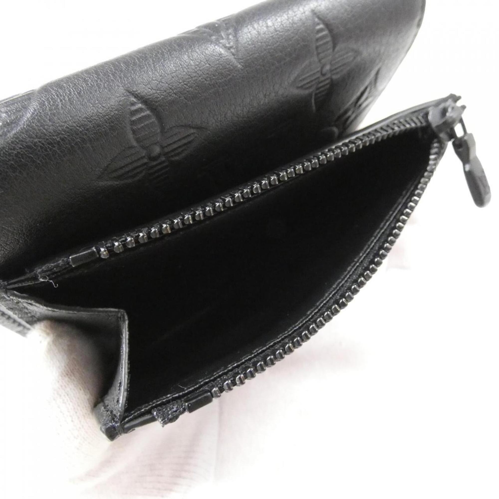 Louis Vuitton Monogram Shadow Black Leather Wallet (Tri-Fold) (Pre-Owned)