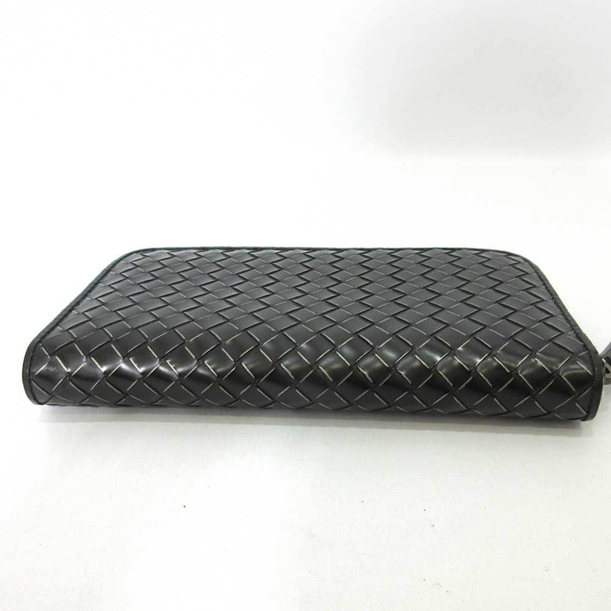 Bottega Veneta Intrecciato Black Leather Long Wallet (Bi-Fold) (Pre-Owned)