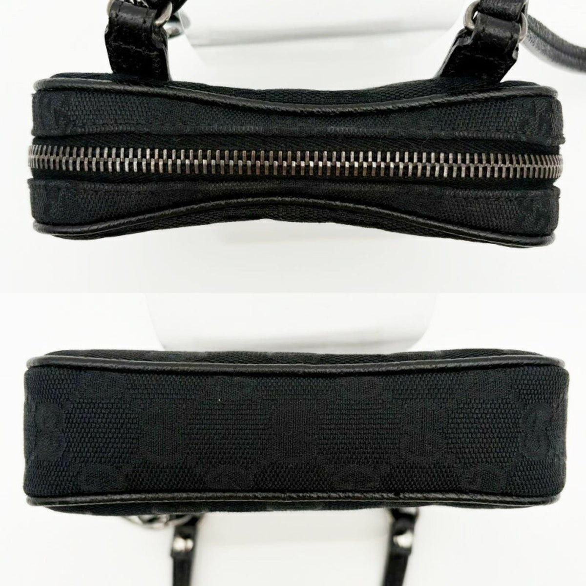 Gucci Gg Canvas Black Gg Canvas Leather Shoulder Bag (Pre-Owned)