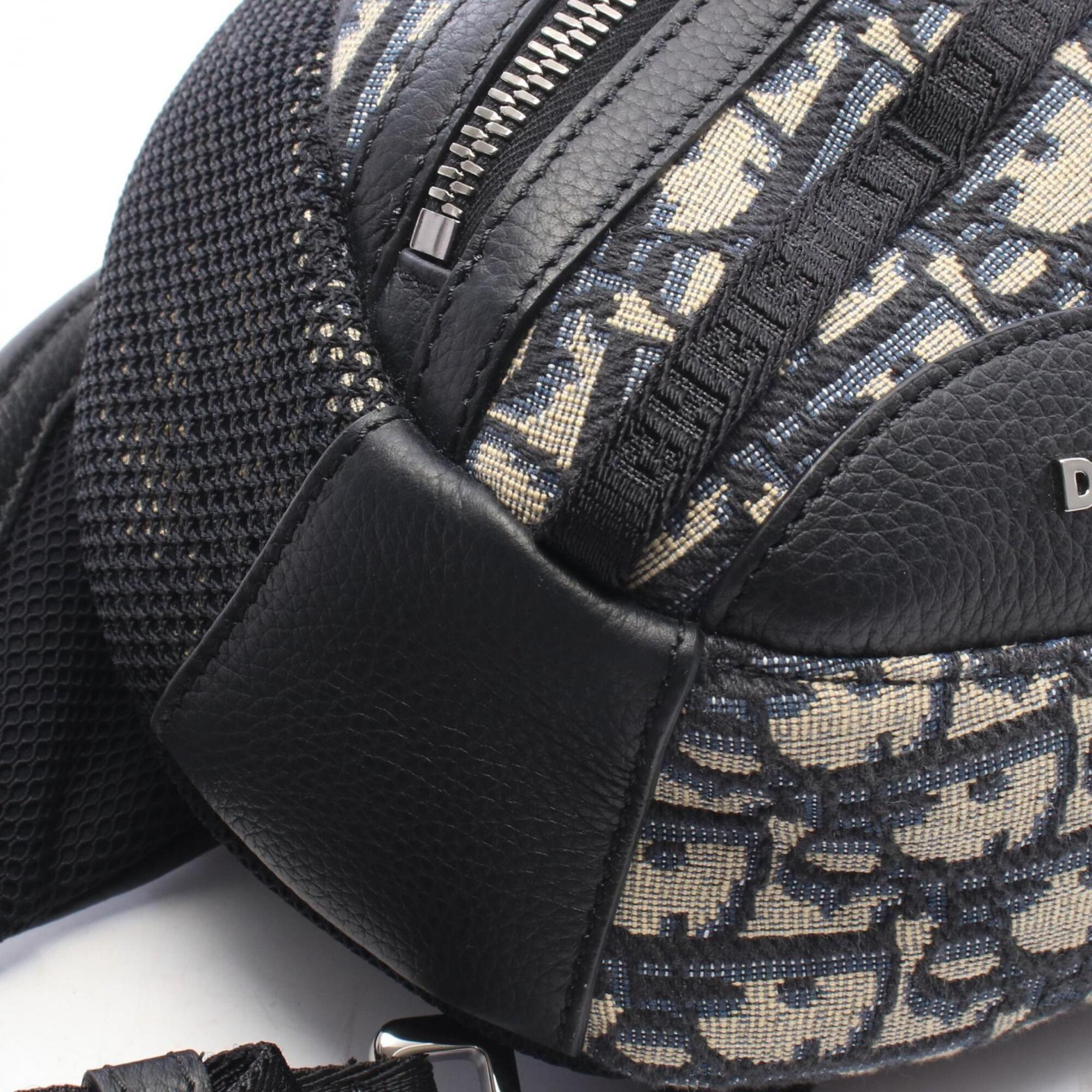 Christian Dior Beige Navy Canvas Leather Fanny Pack Sling Bag (Pre-Owned)